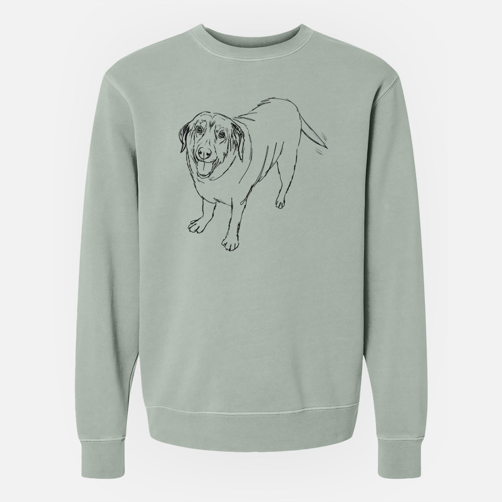 Doodled Puddles the Labrador Retriever - Unisex Pigment Dyed Crew Sweatshirt