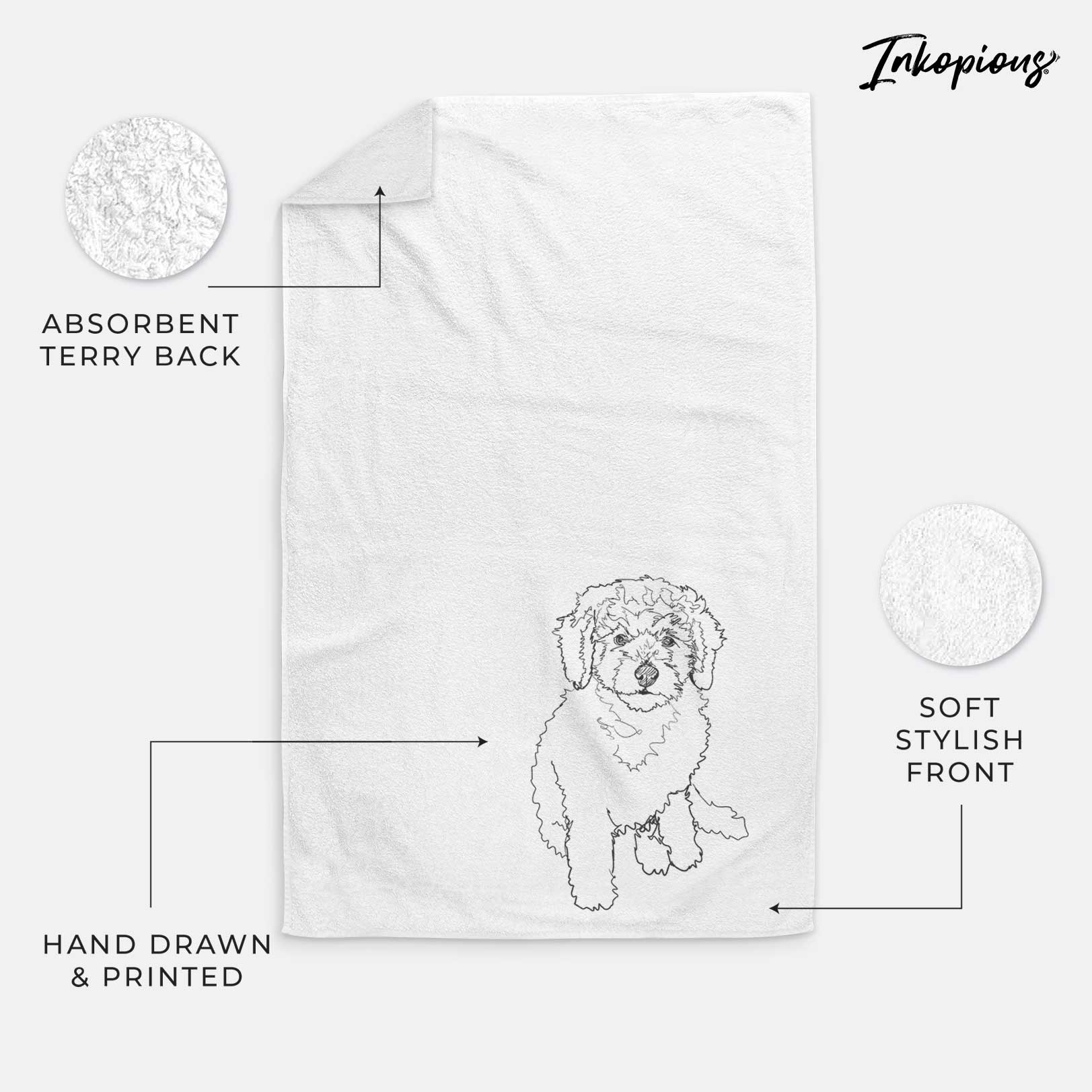 Doodled Puff the Labradoodle Puppy Decorative Hand Towel