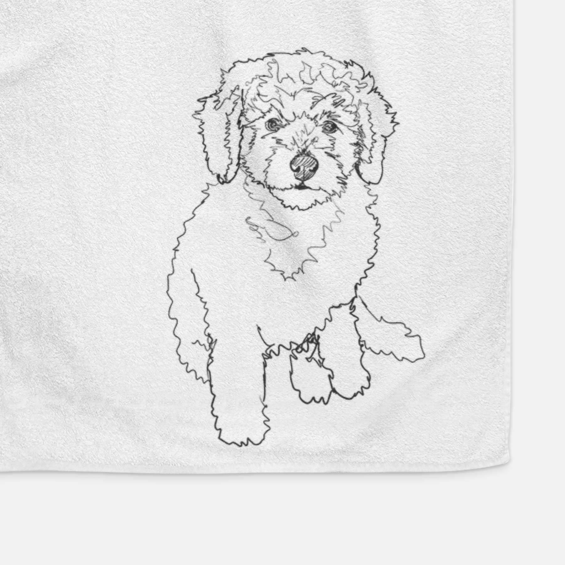 Doodled Puff the Labradoodle Puppy Decorative Hand Towel