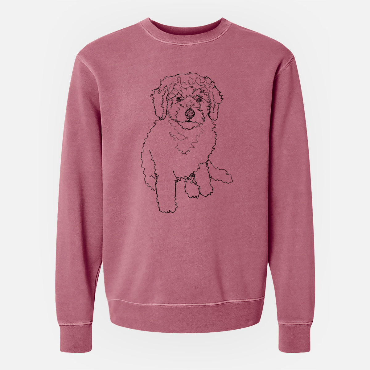Doodled Puff the Labradoodle Puppy - Unisex Pigment Dyed Crew Sweatshirt