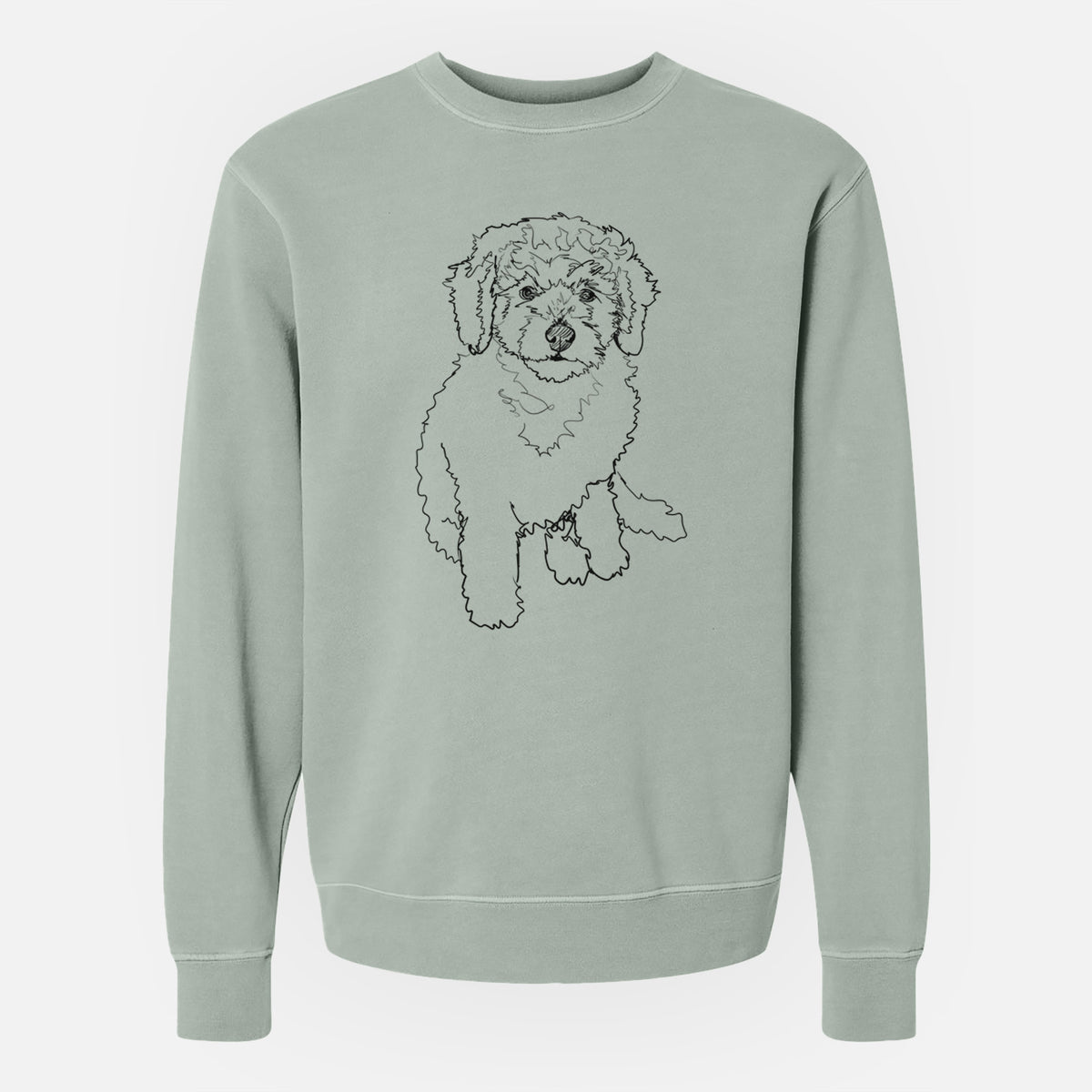 Doodled Puff the Labradoodle Puppy - Unisex Pigment Dyed Crew Sweatshirt