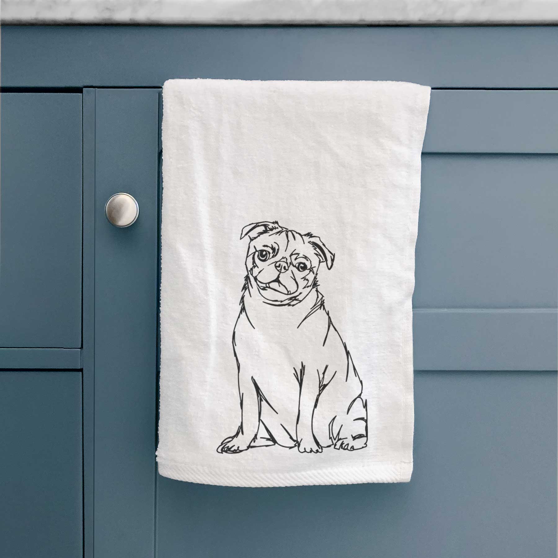 Doodled Pug Decorative Hand Towel