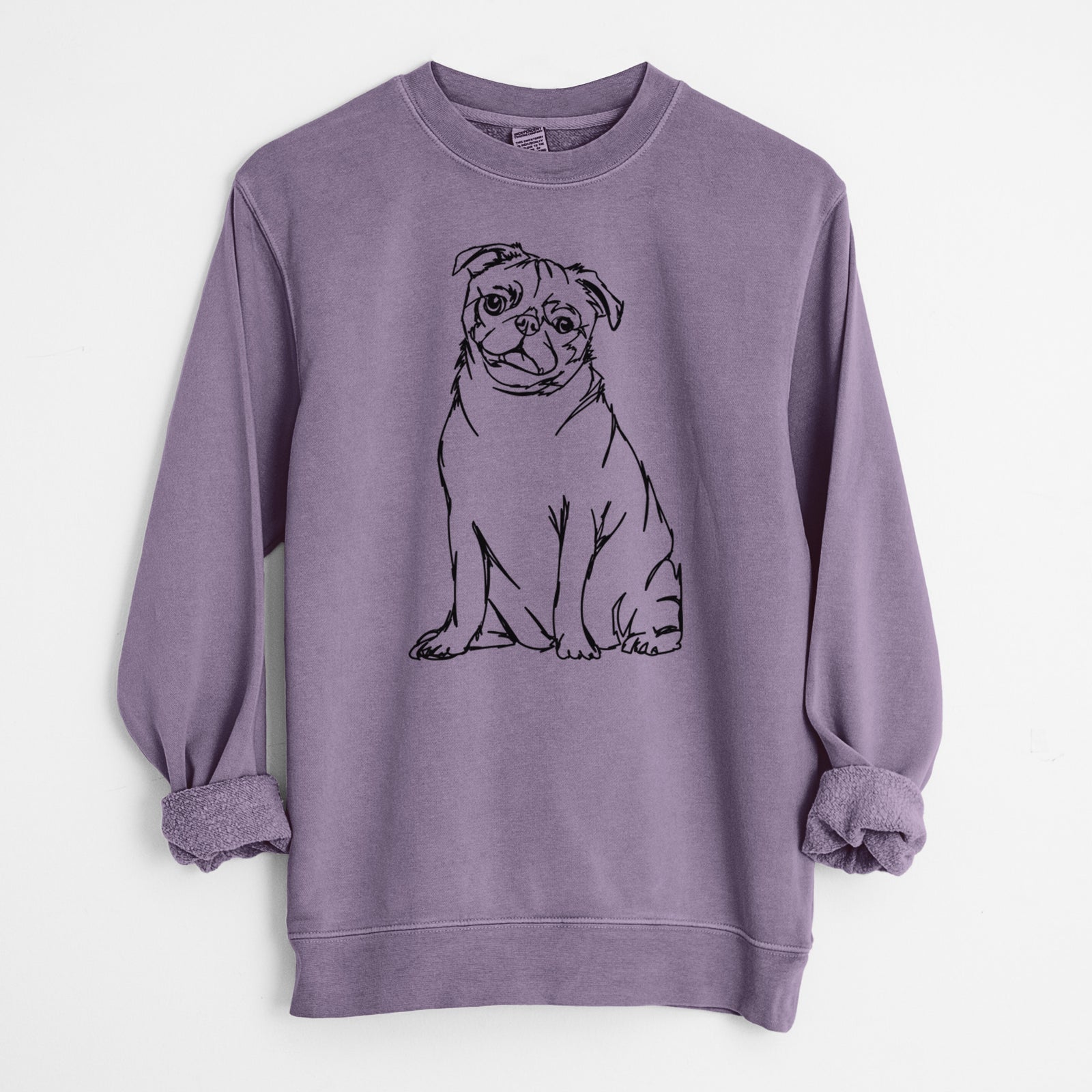 Doodled Pug the  - Unisex Pigment Dyed Crew Sweatshirt
