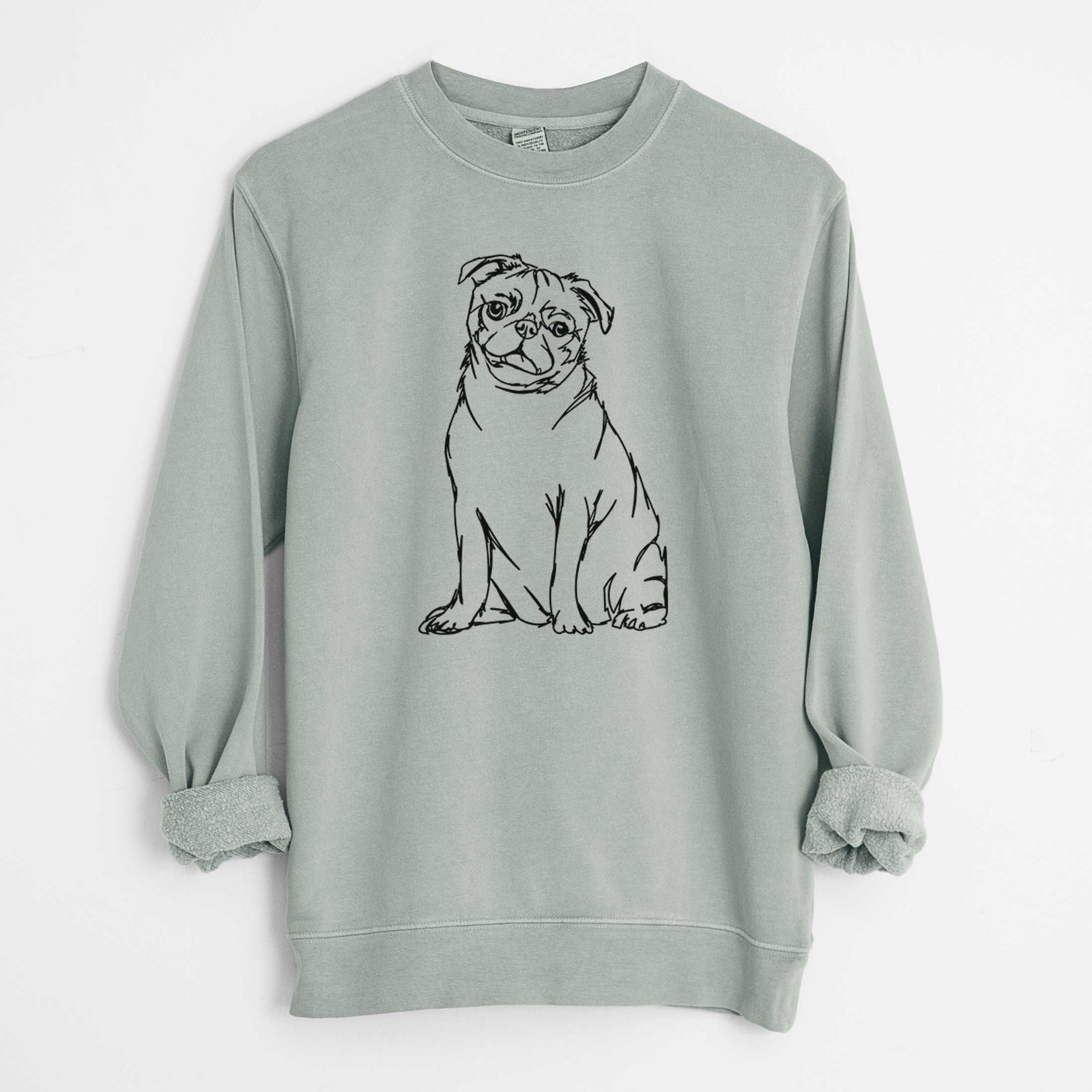 Doodled Pug the  - Unisex Pigment Dyed Crew Sweatshirt