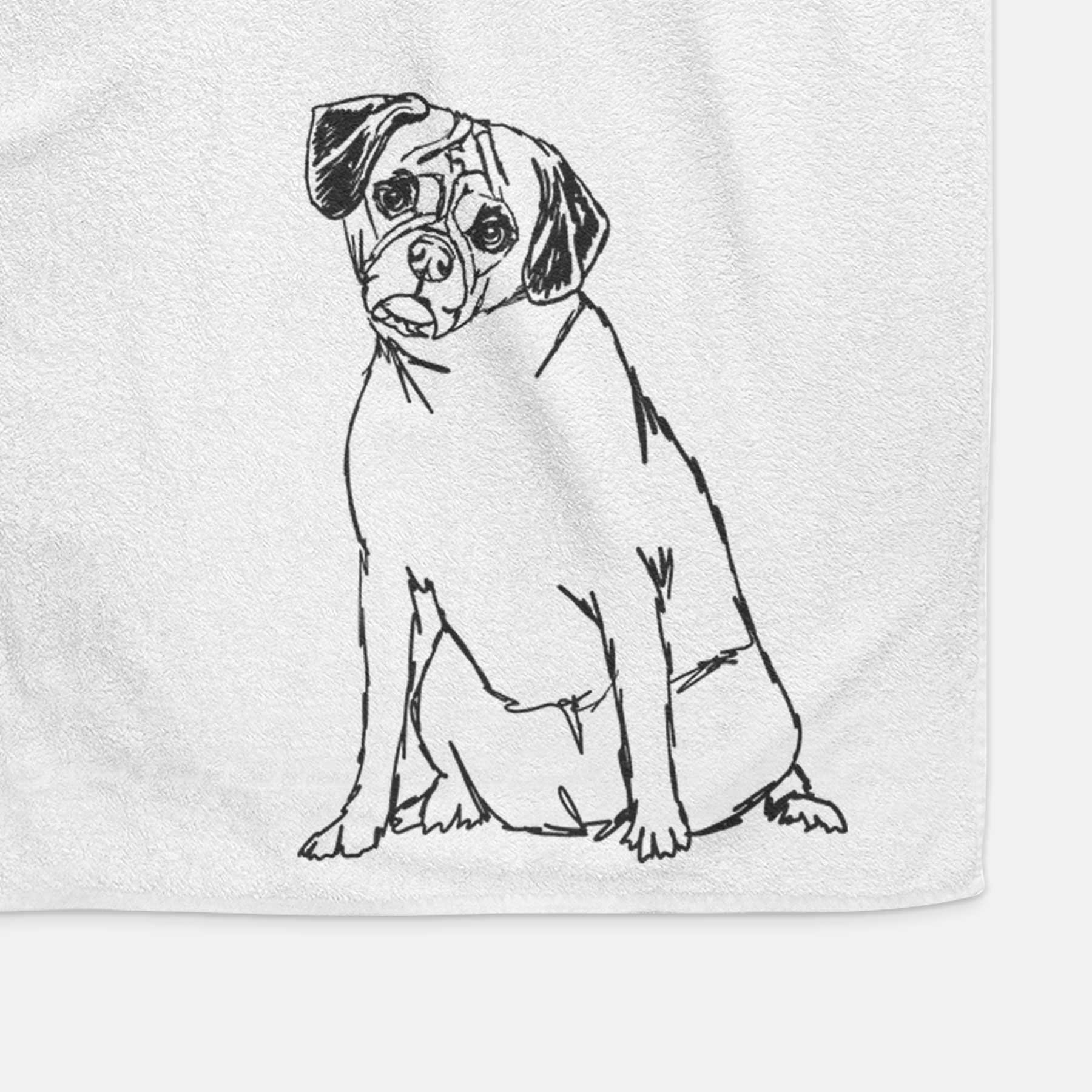 Doodled Puggle Decorative Hand Towel