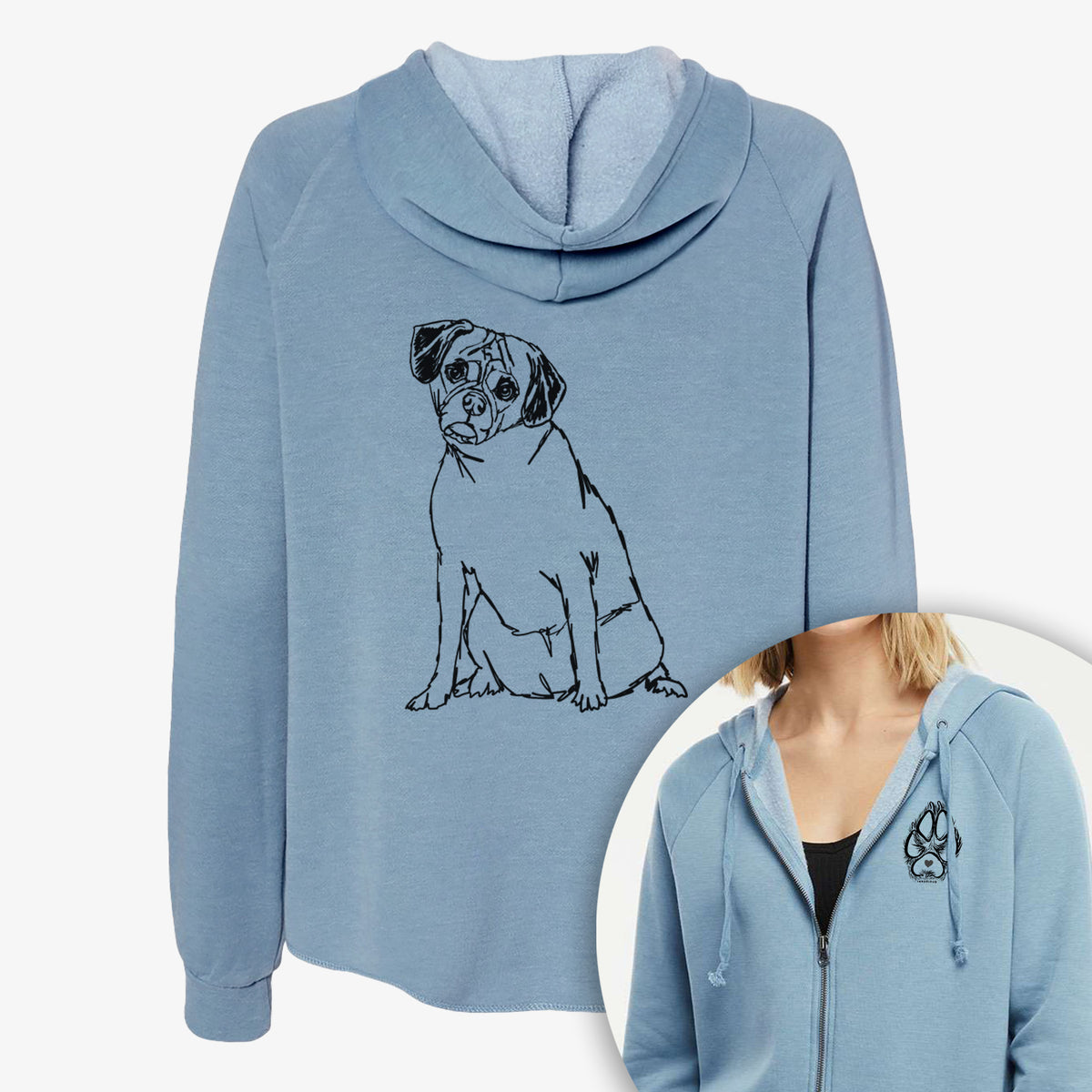 Doodled Puggle - Women's Cali Wave Zip-Up Sweatshirt