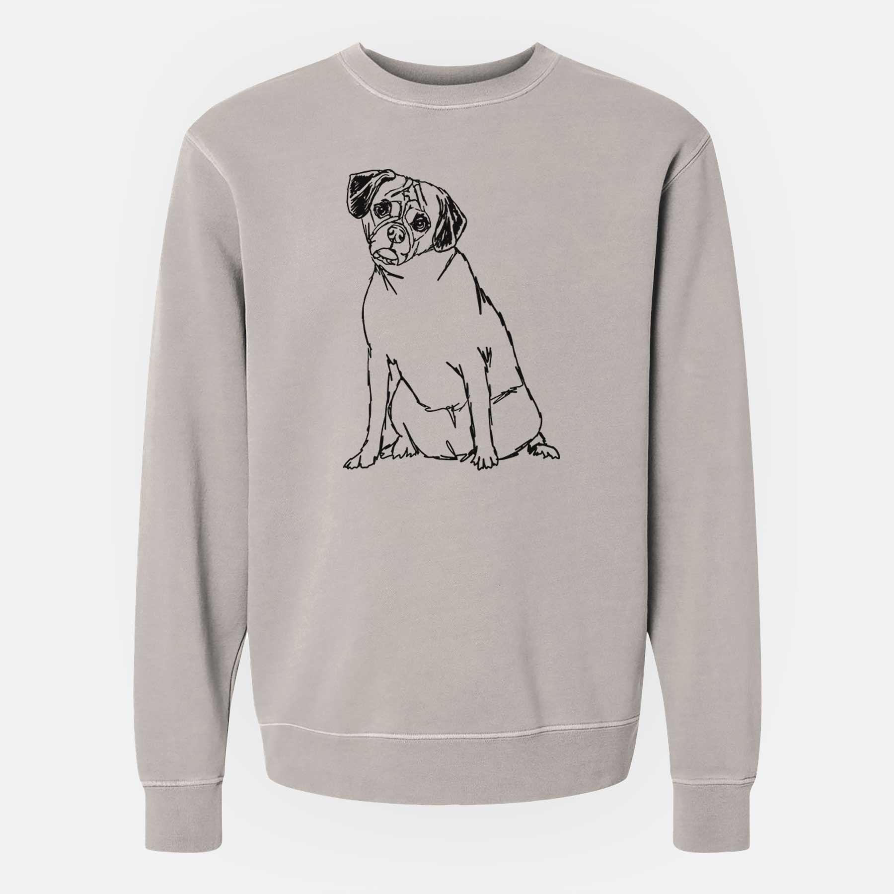 Doodled Puggle the  - Unisex Pigment Dyed Crew Sweatshirt