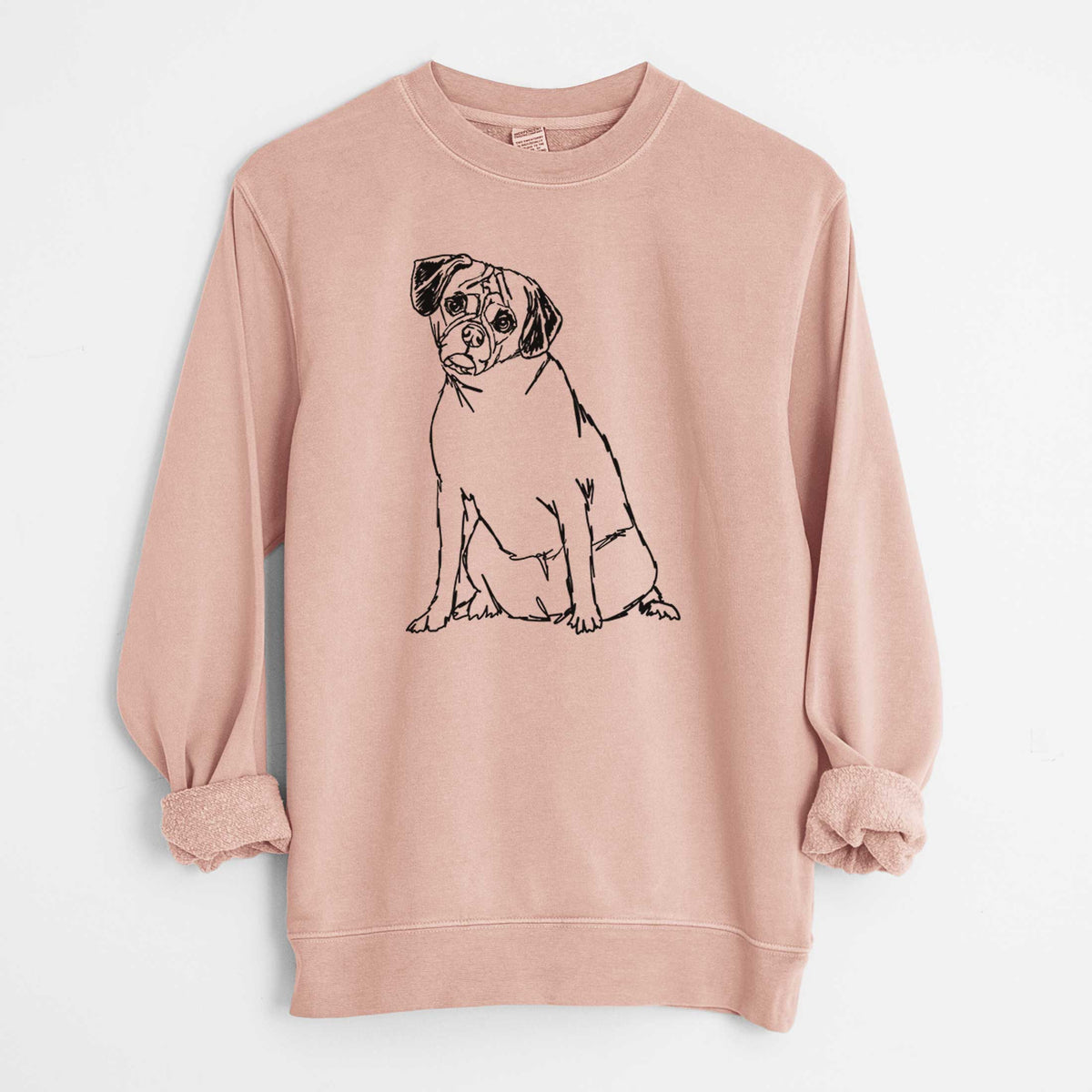 Doodled Puggle the  - Unisex Pigment Dyed Crew Sweatshirt