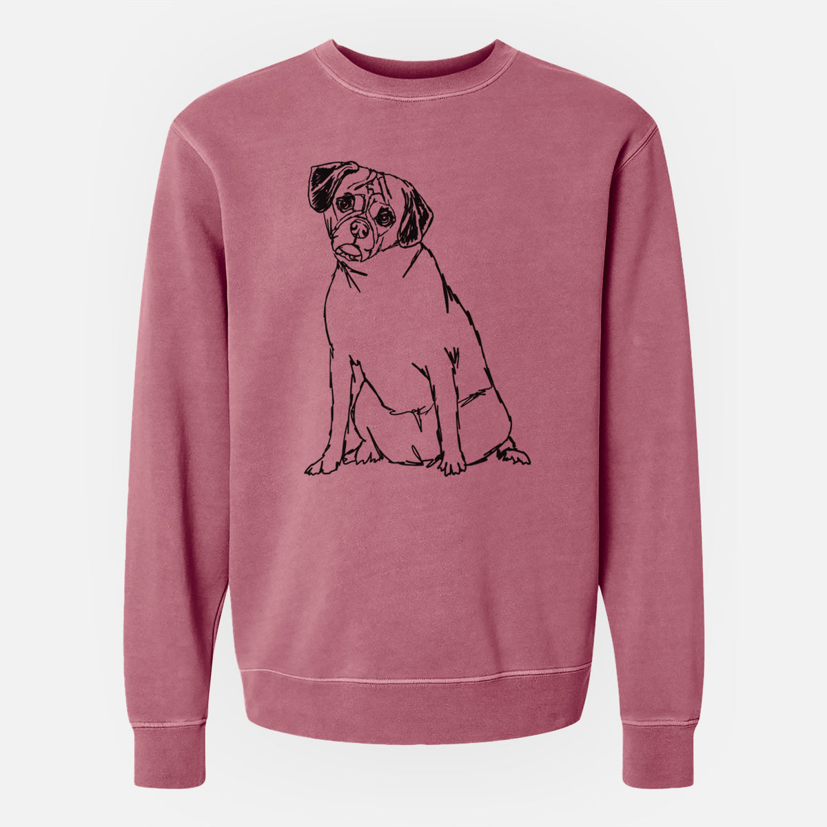 Doodled Puggle the  - Unisex Pigment Dyed Crew Sweatshirt