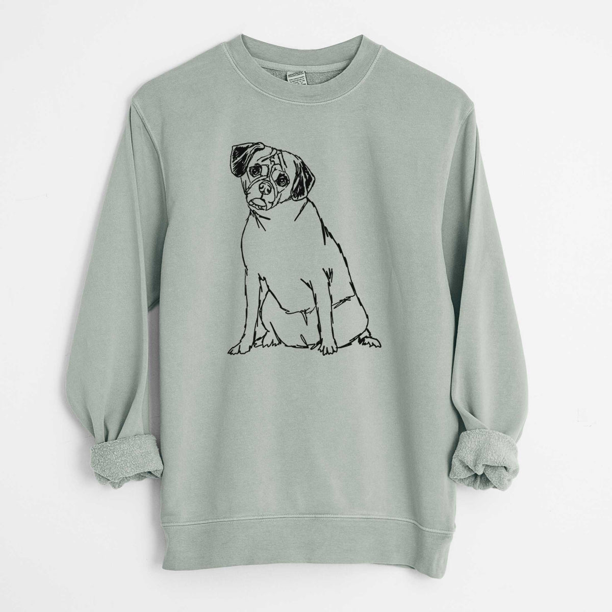 Doodled Puggle the  - Unisex Pigment Dyed Crew Sweatshirt