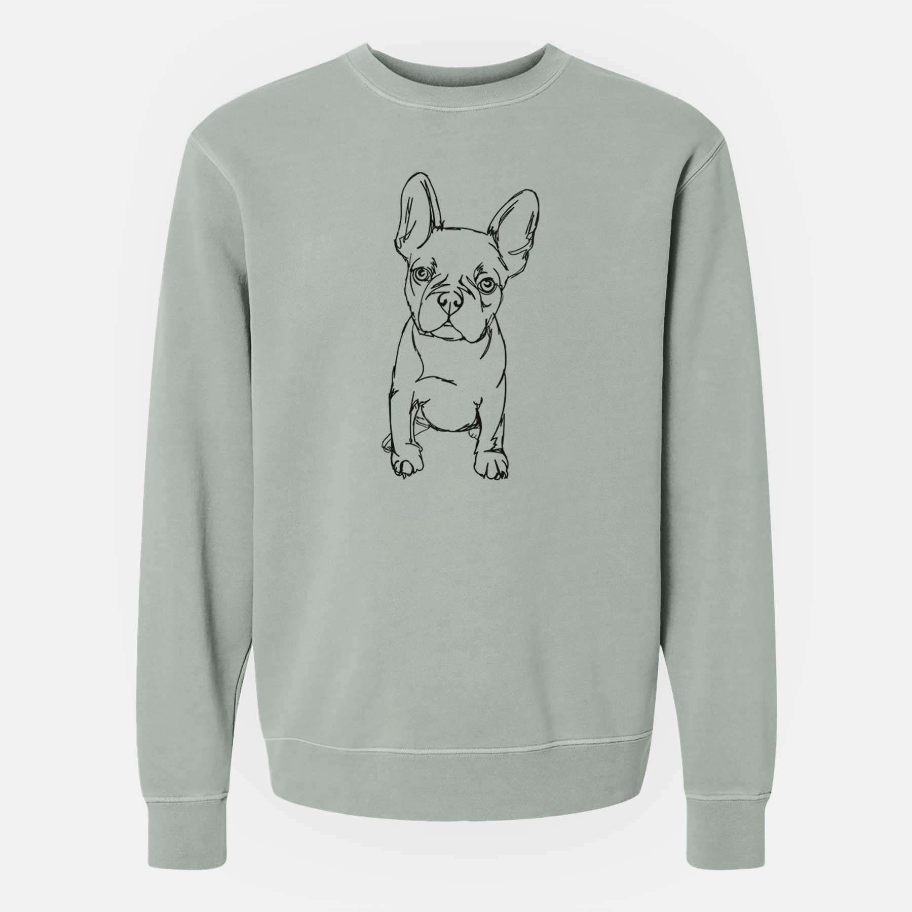 Doodled Franco the French Bulldog Puppy - Unisex Pigment Dyed Crew Sweatshirt