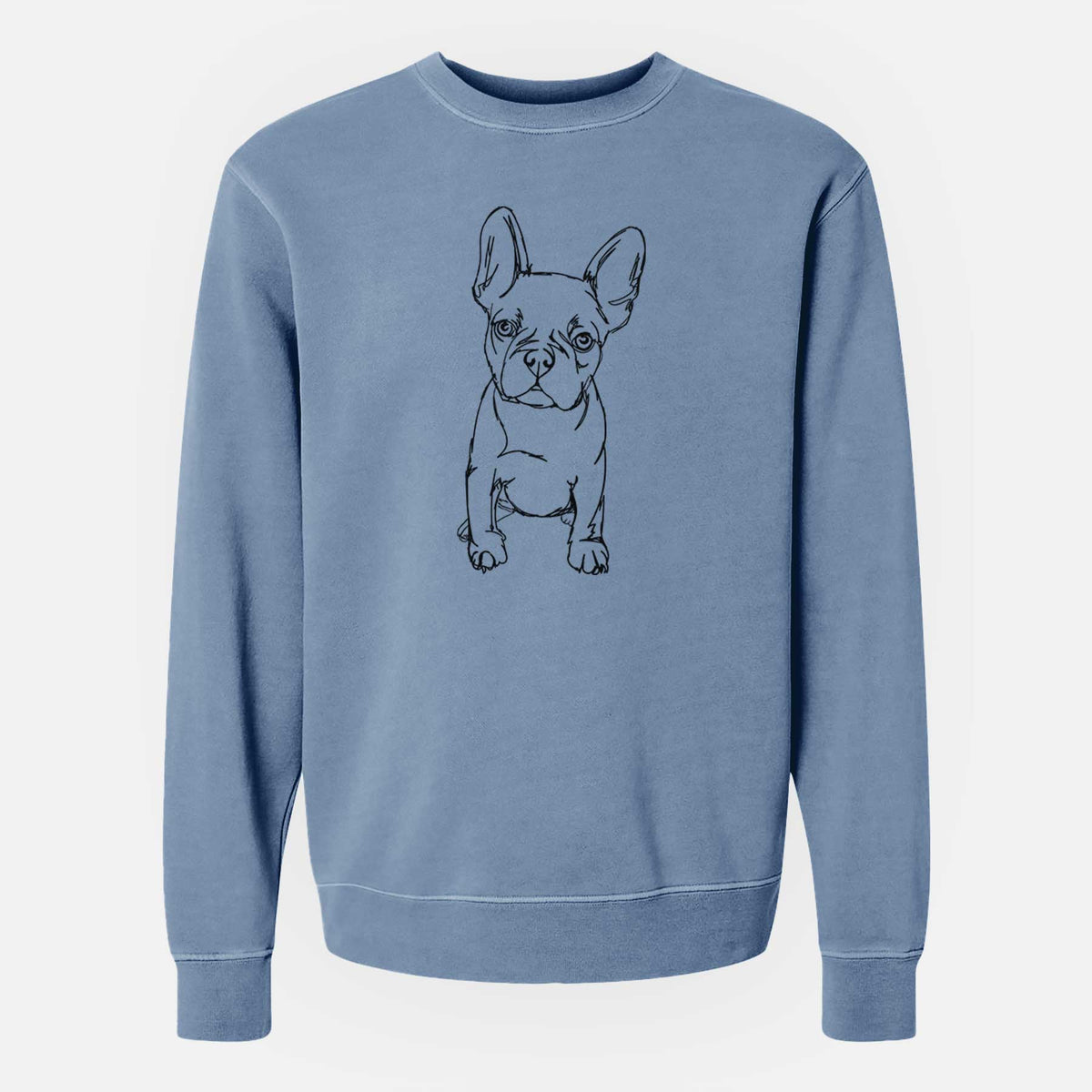 Doodled Franco the French Bulldog Puppy - Unisex Pigment Dyed Crew Sweatshirt