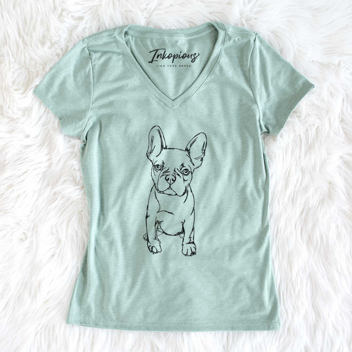 Doodled Franco the French Bulldog Puppy - Women's V-neck Shirt