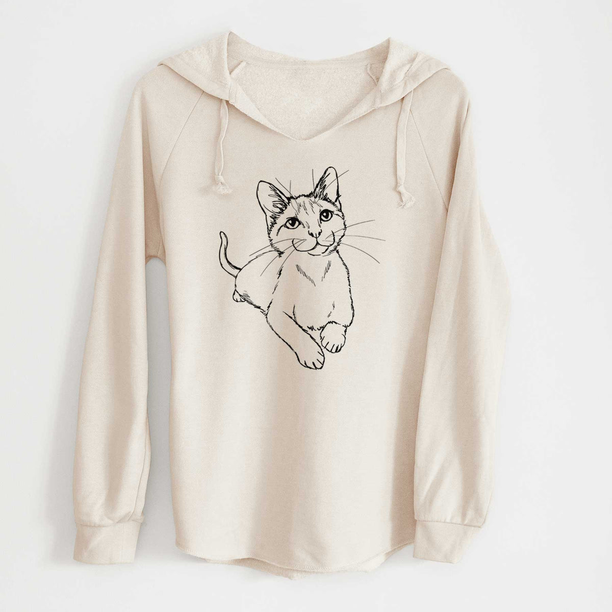 Doodled Quark the Siamese Cat - Cali Wave Hooded Sweatshirt