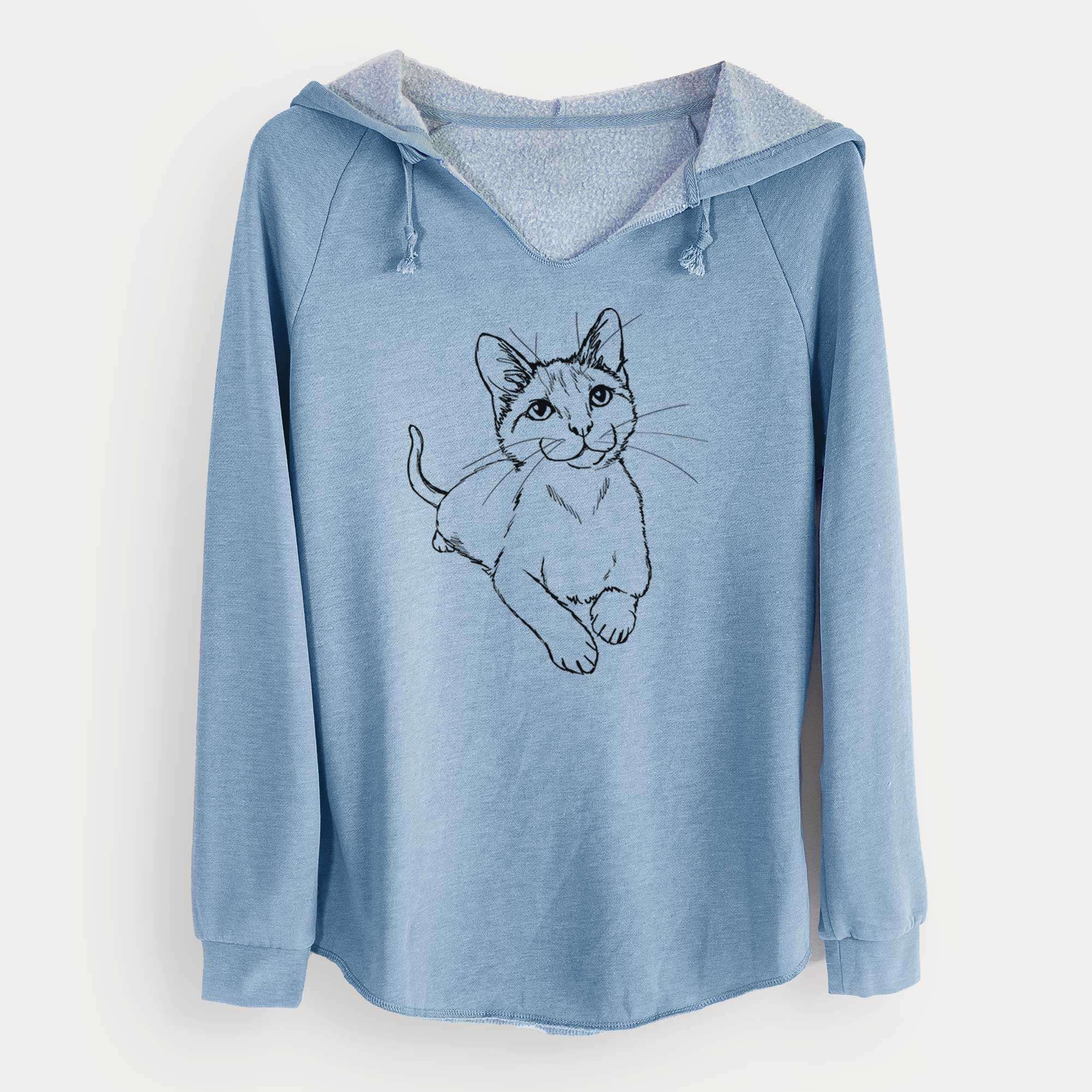 Doodled Quark the Siamese Cat - Cali Wave Hooded Sweatshirt