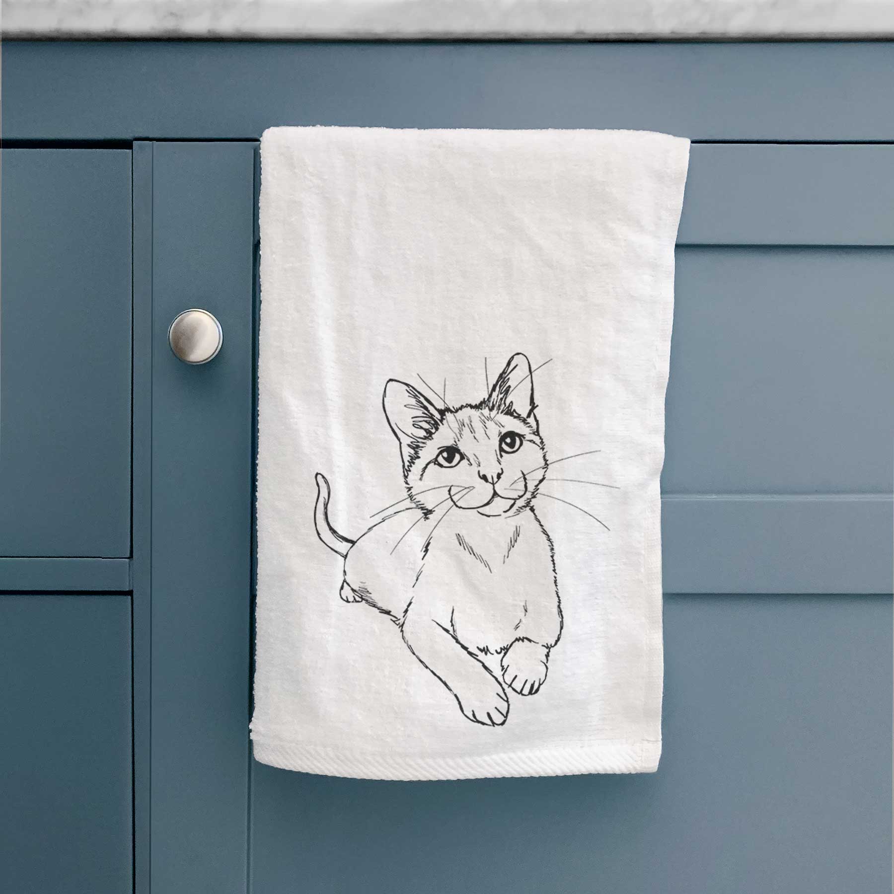 Doodled Quark the Siamese Cat Decorative Hand Towel