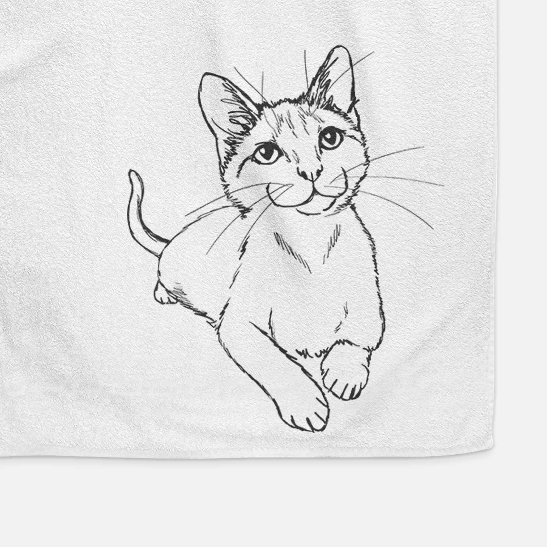 Doodled Quark the Siamese Cat Decorative Hand Towel