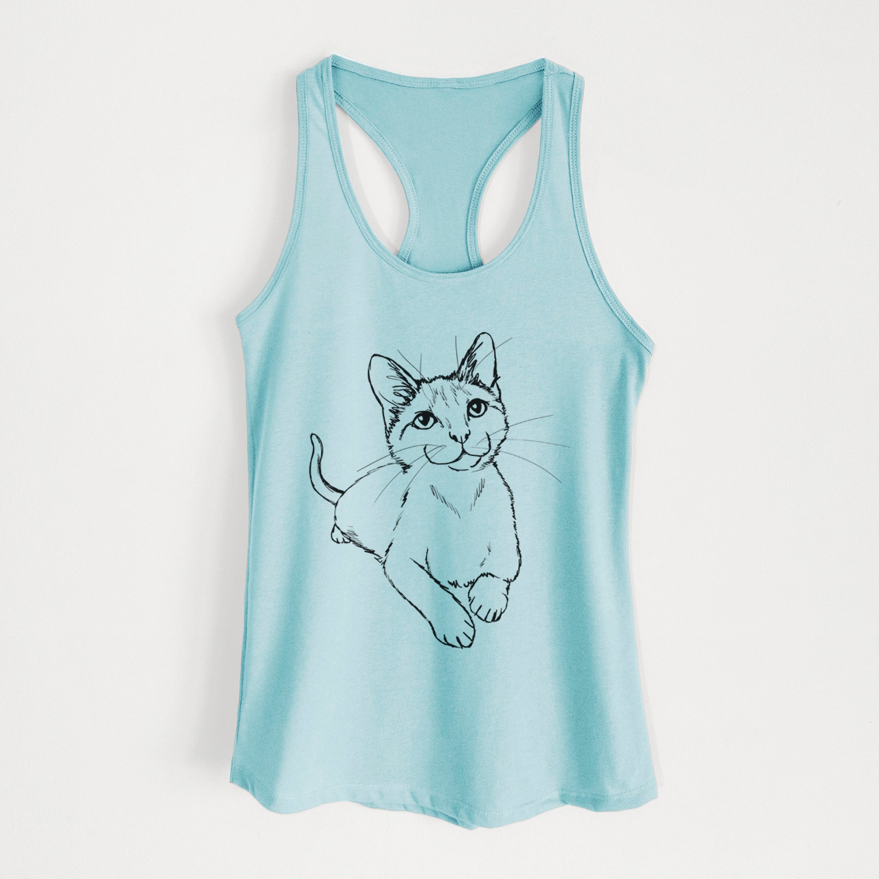 Doodled Quark the Siamese Cat - Women's Racerback Tanktop