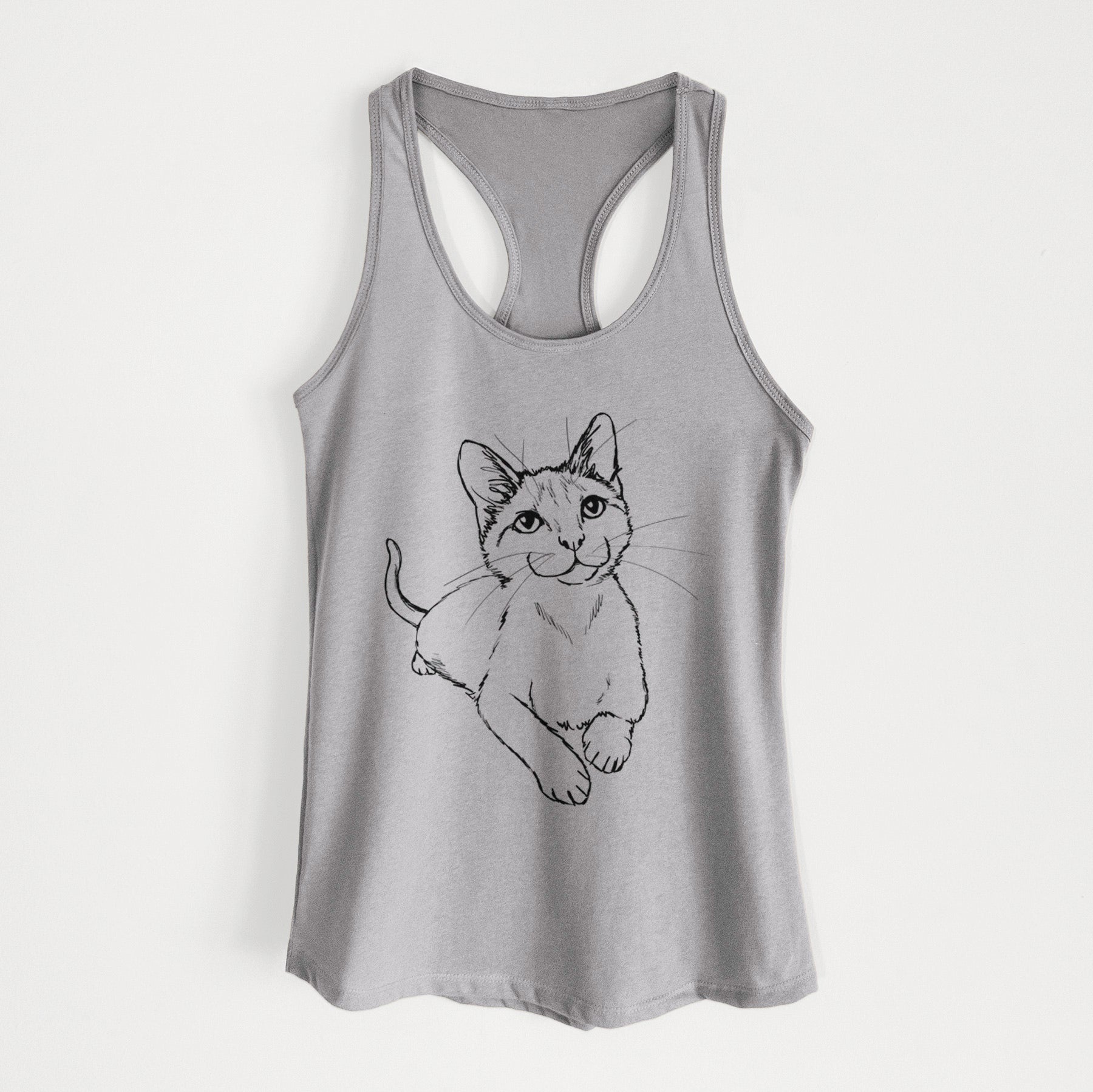 Doodled Quark the Siamese Cat - Women's Racerback Tanktop