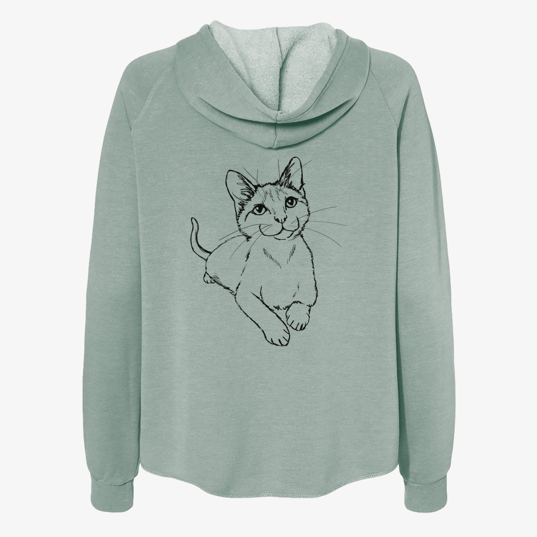 Doodled Quark the Siamese Cat - Women's Cali Wave Zip-Up Sweatshirt