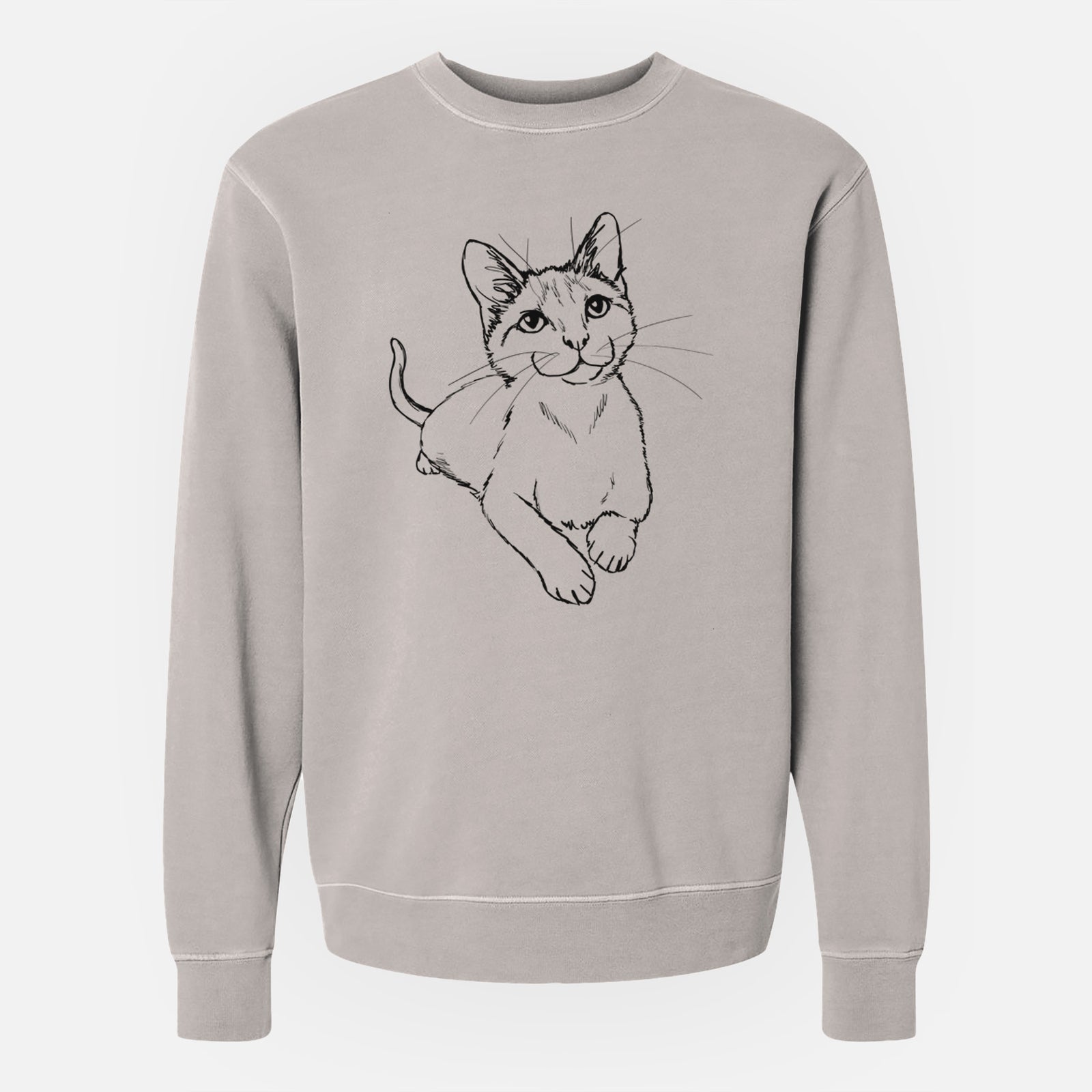 Doodled Quark the Siamese Cat - Unisex Pigment Dyed Crew Sweatshirt
