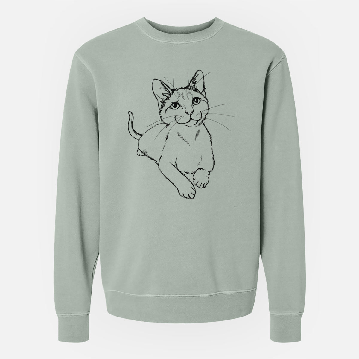 Doodled Quark the Siamese Cat - Unisex Pigment Dyed Crew Sweatshirt
