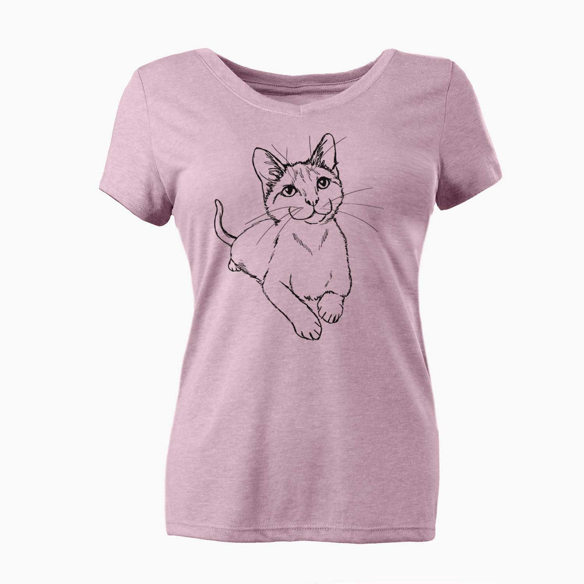 Doodled Quark the Siamese Cat - Women's V-neck Shirt