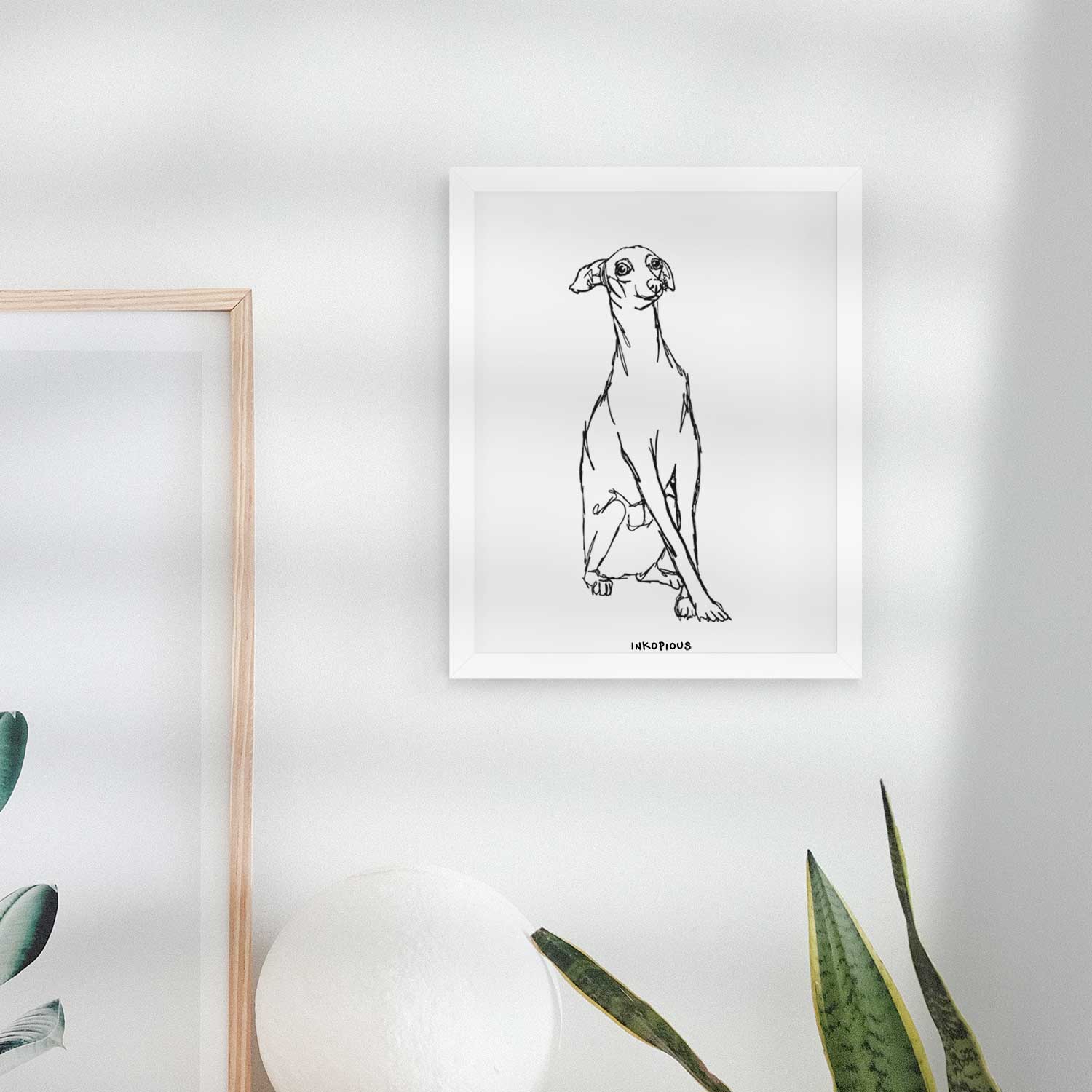 Doodled Queenie the Italian Greyhound Art Print