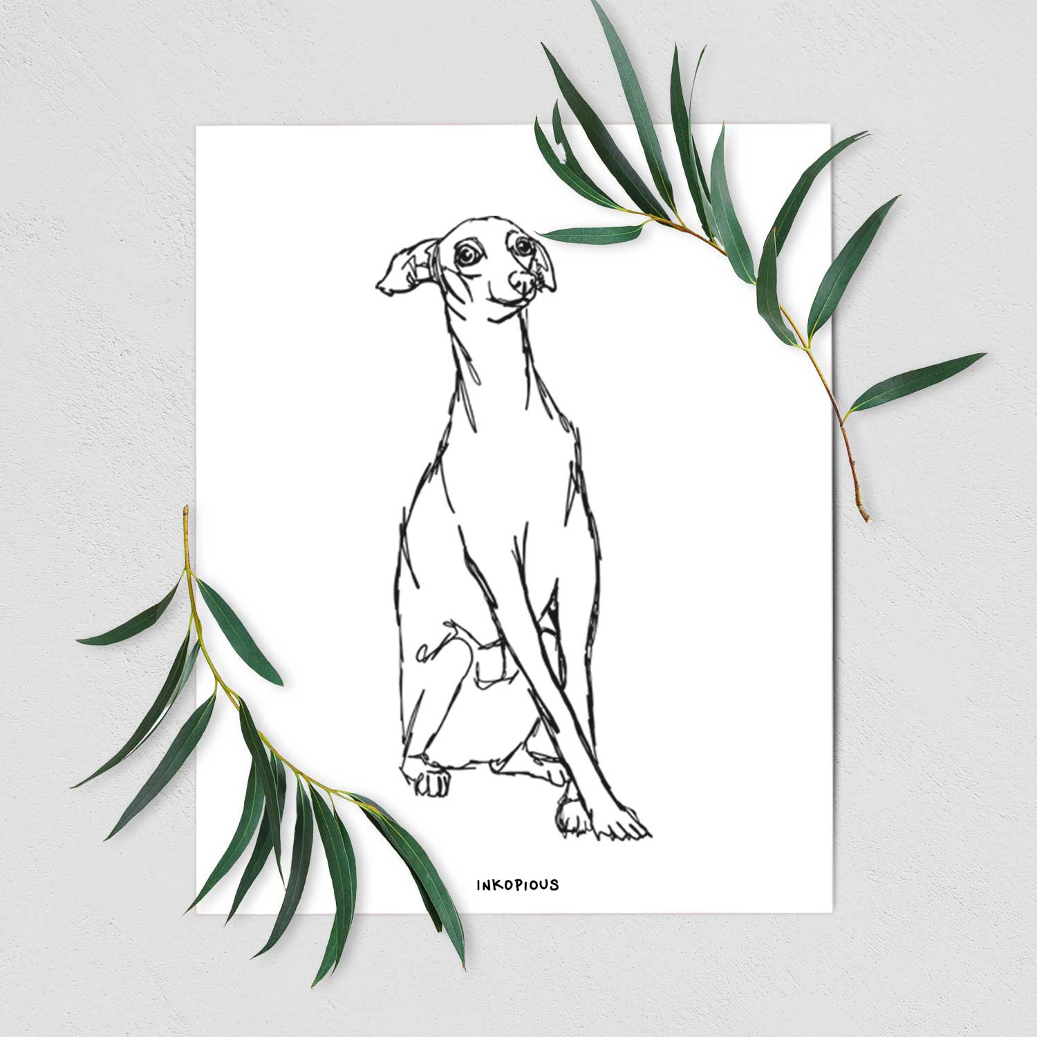 Doodled Queenie the Italian Greyhound Art Print