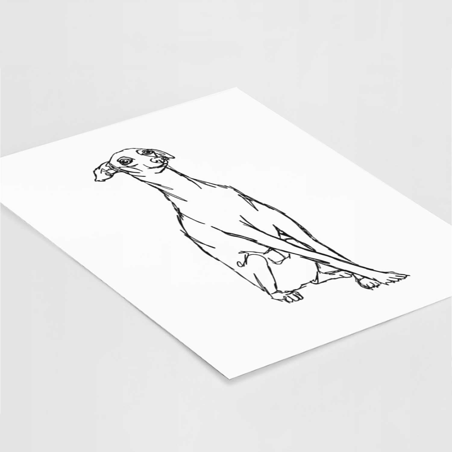 Doodled Queenie the Italian Greyhound Art Print