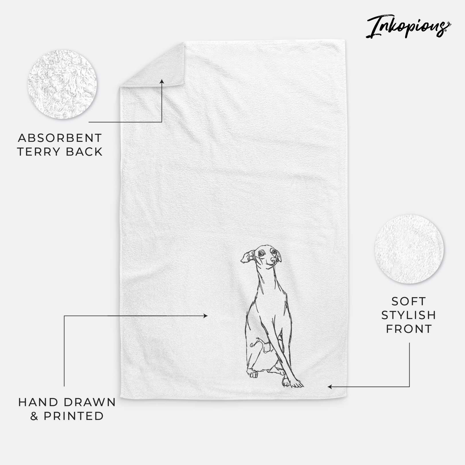 Doodled Queenie the Italian Greyhound Decorative Hand Towel