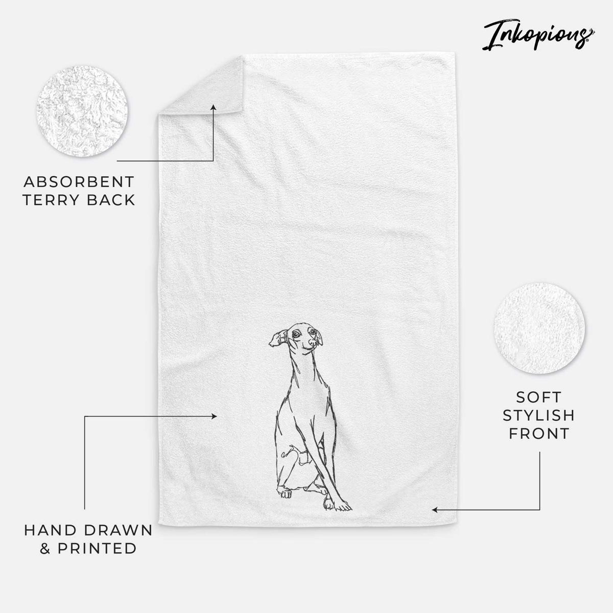 Doodled Queenie the Italian Greyhound Decorative Hand Towel