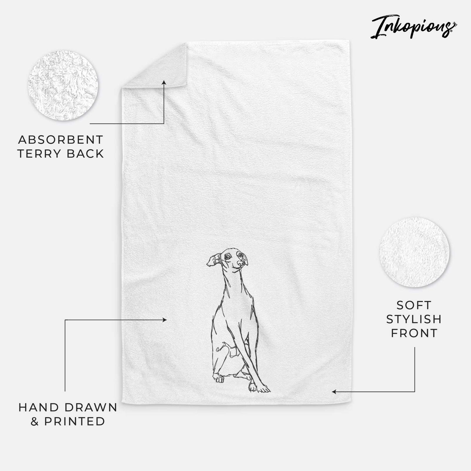 Doodled Queenie the Italian Greyhound Decorative Hand Towel