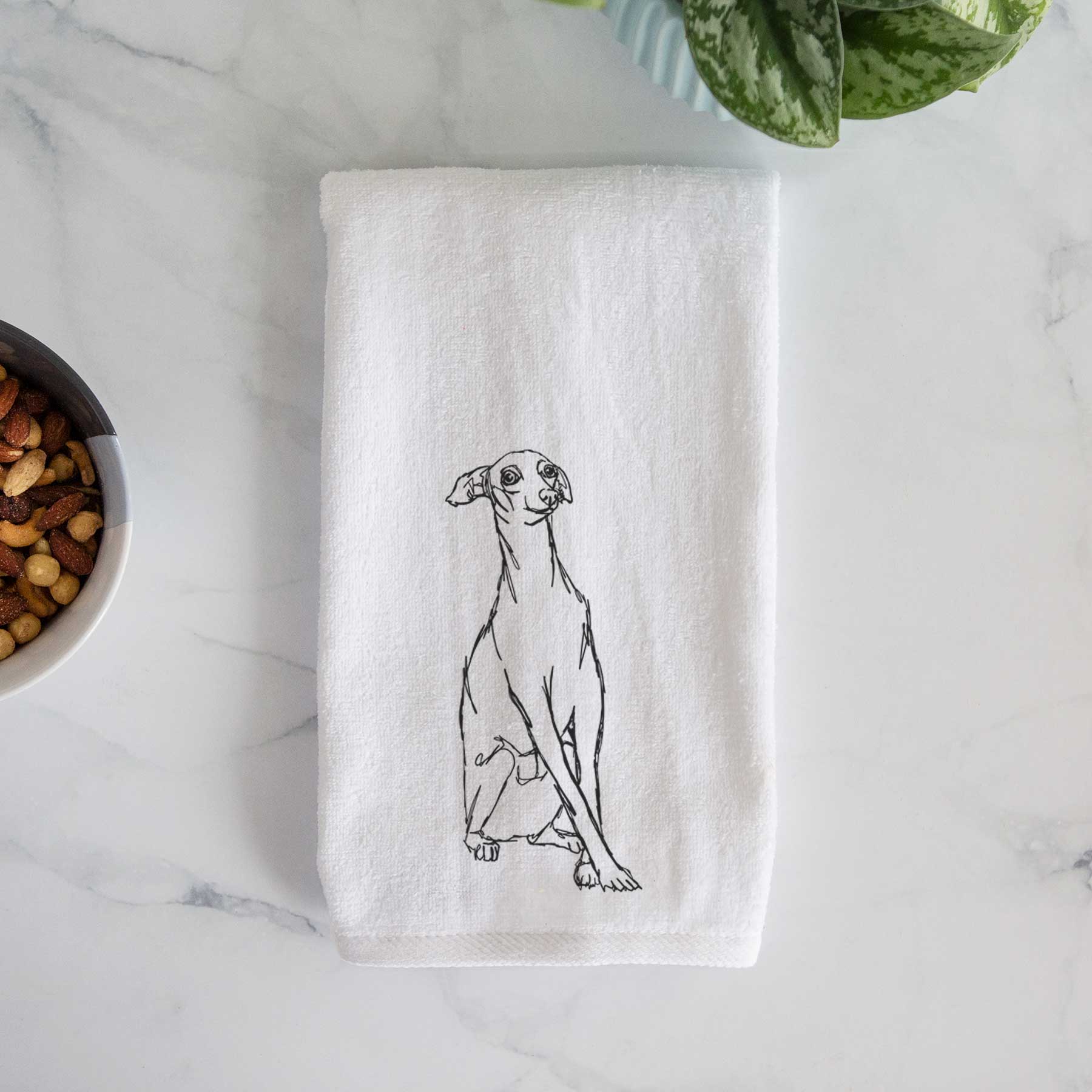 Doodled Queenie the Italian Greyhound Decorative Hand Towel