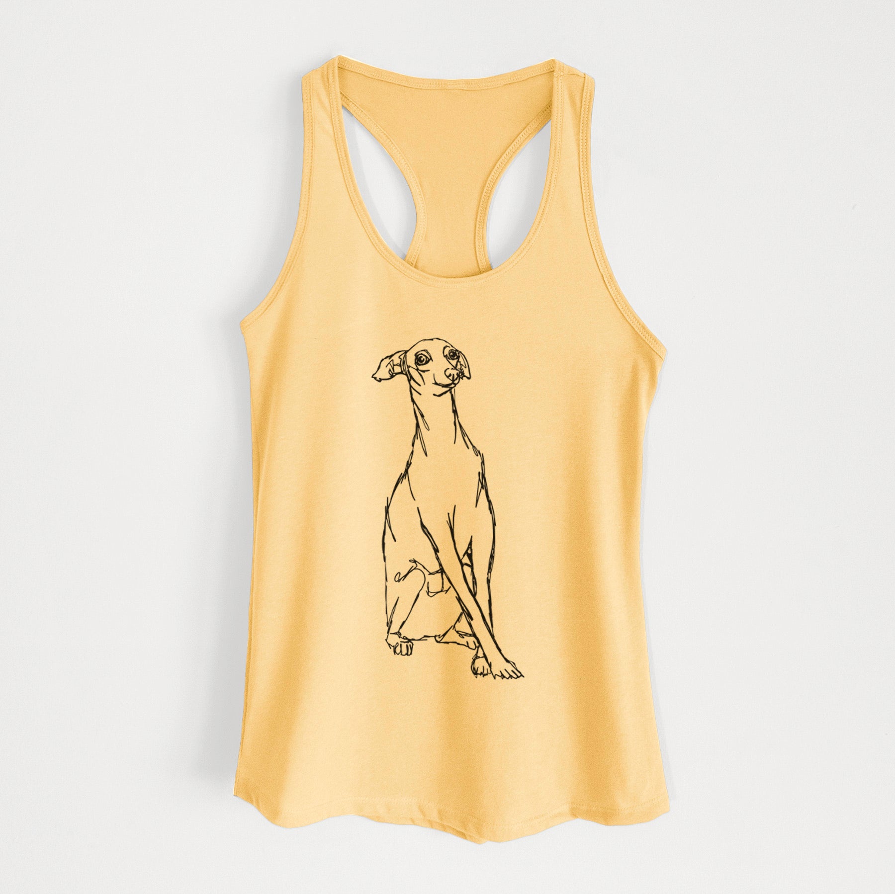 Doodled Queenie the Italian Greyhound - Women's Racerback Tanktop