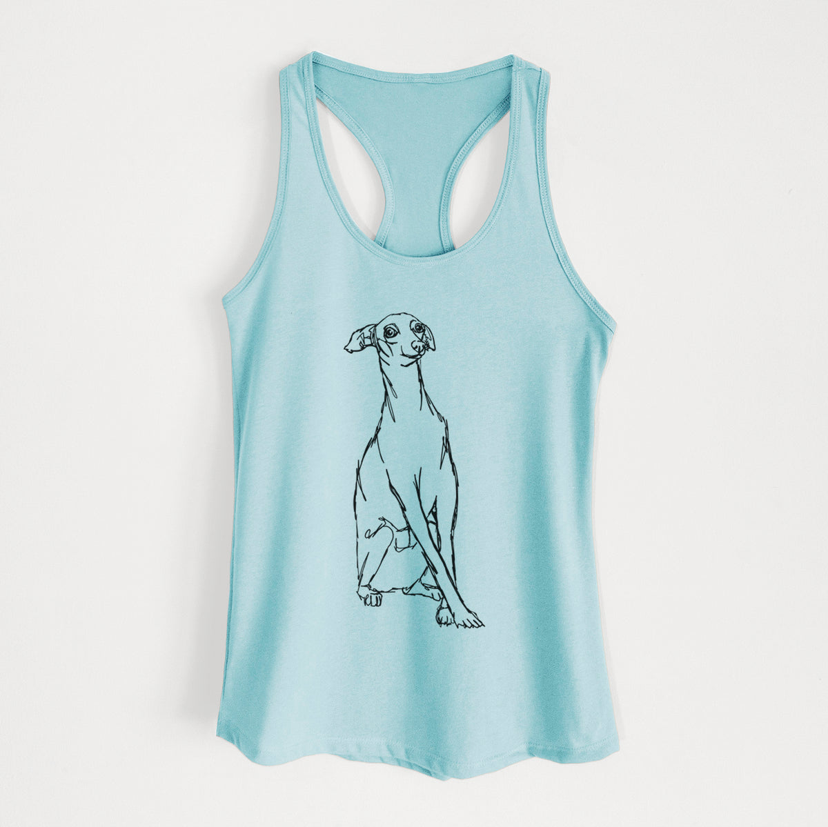 Doodled Queenie the Italian Greyhound - Women&#39;s Racerback Tanktop