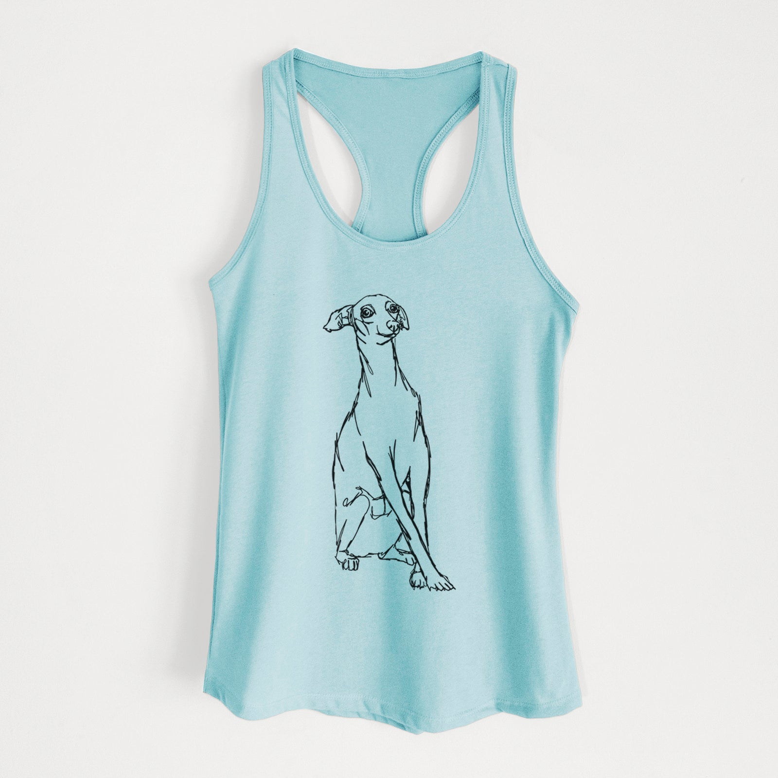 Doodled Queenie the Italian Greyhound - Women's Racerback Tanktop