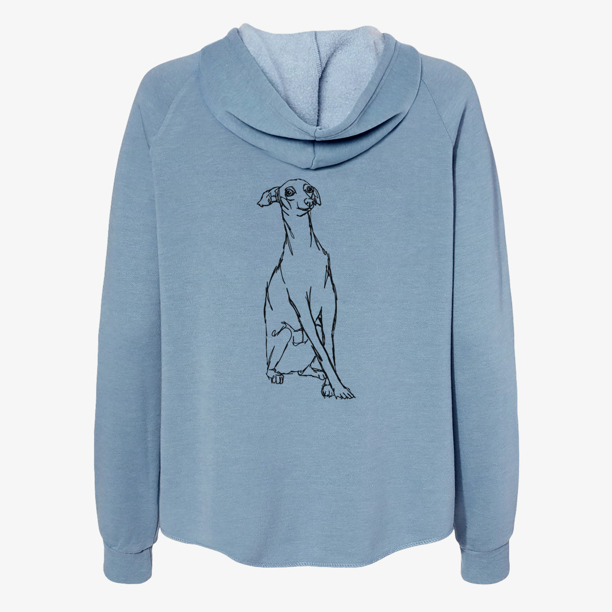 Doodled Queenie the Italian Greyhound - Women's Cali Wave Zip-Up Sweatshirt
