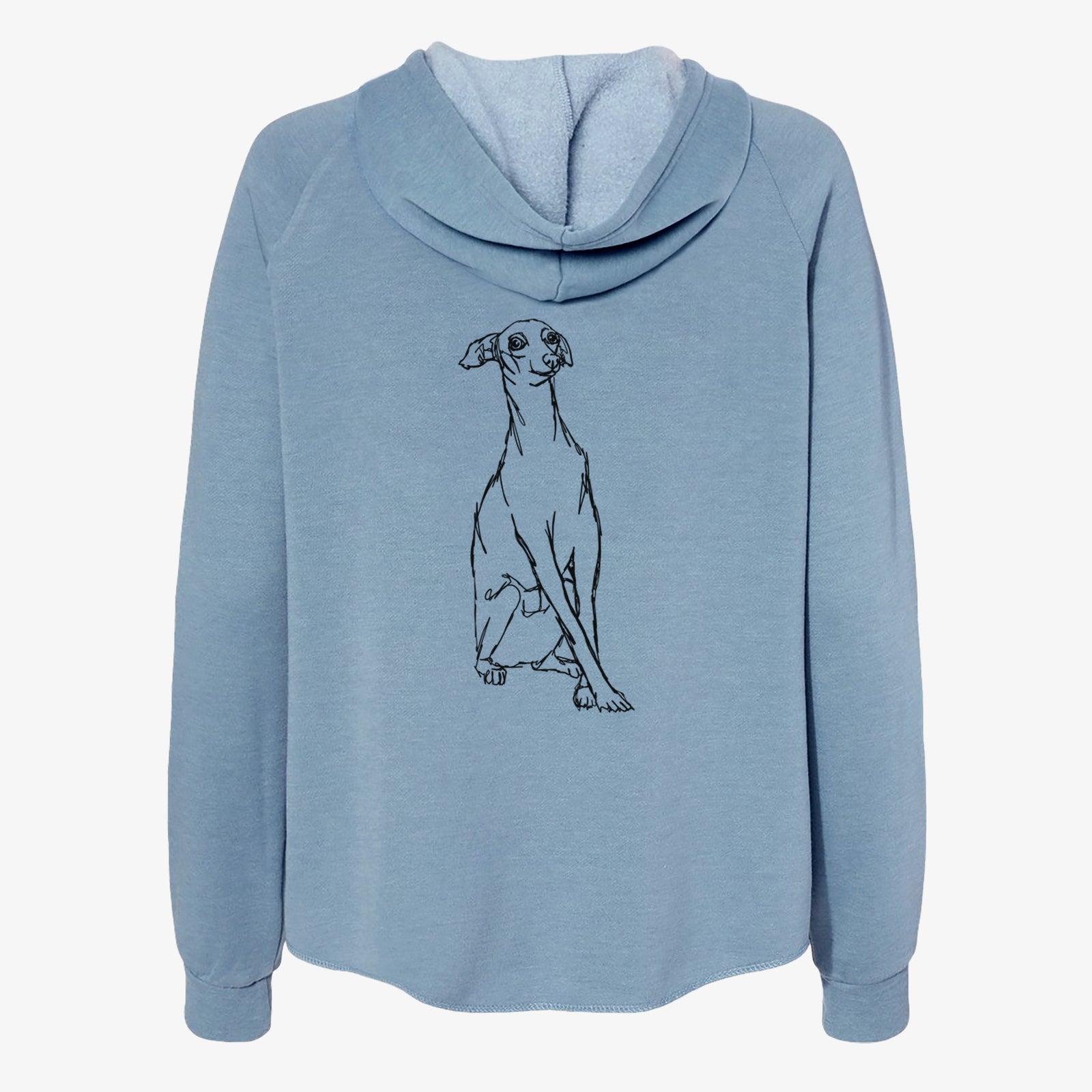 Doodled Queenie the Italian Greyhound - Women's Cali Wave Zip-Up Sweatshirt