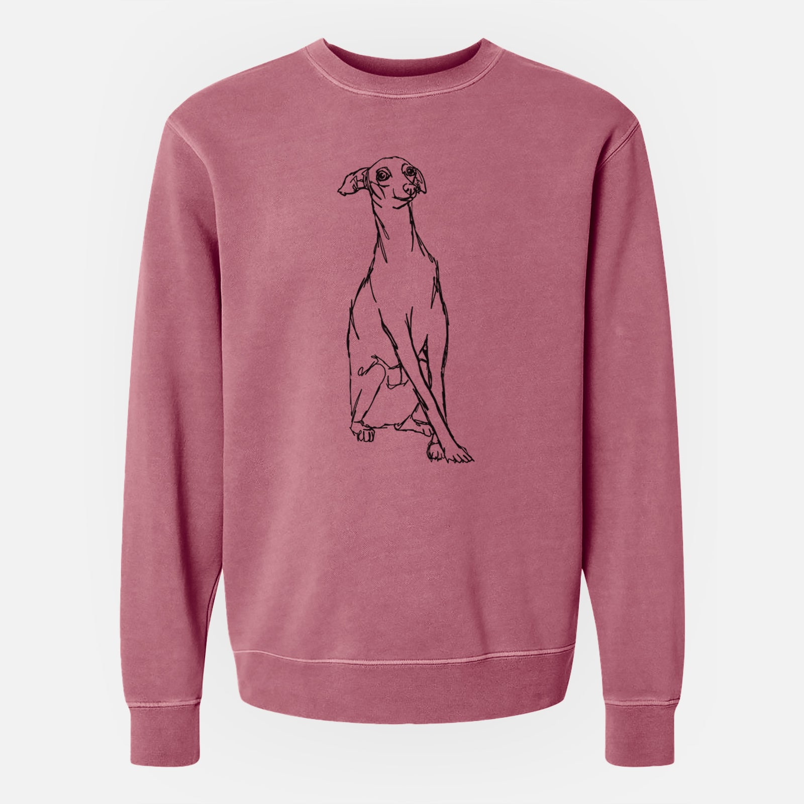 Doodled Queenie the Italian Greyhound - Unisex Pigment Dyed Crew Sweatshirt