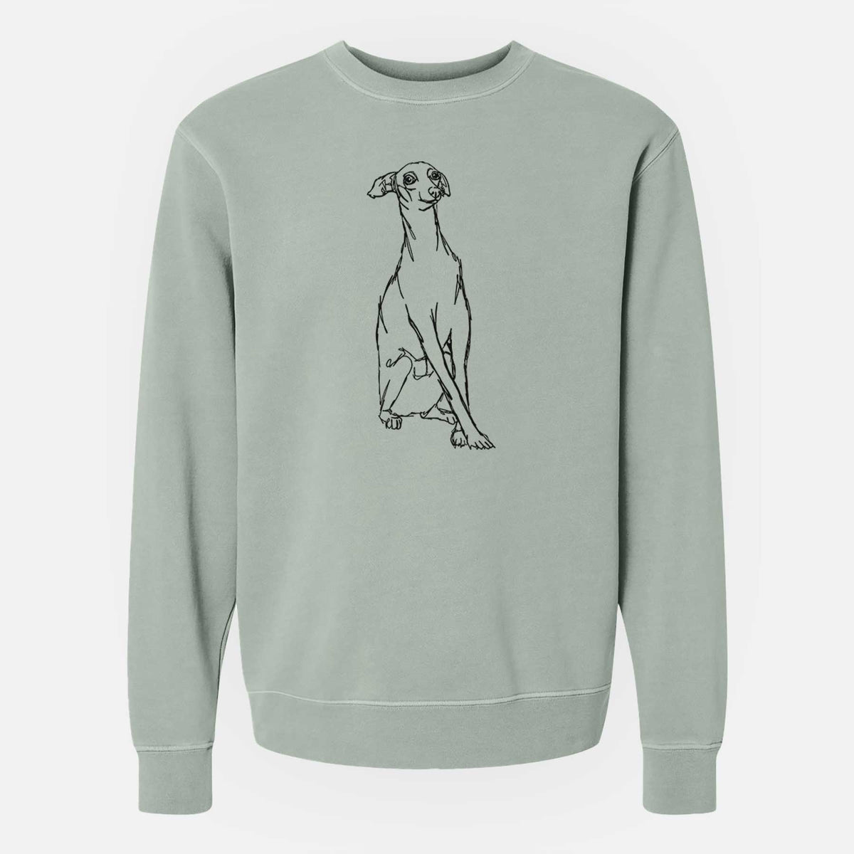 Doodled Queenie the Italian Greyhound - Unisex Pigment Dyed Crew Sweatshirt