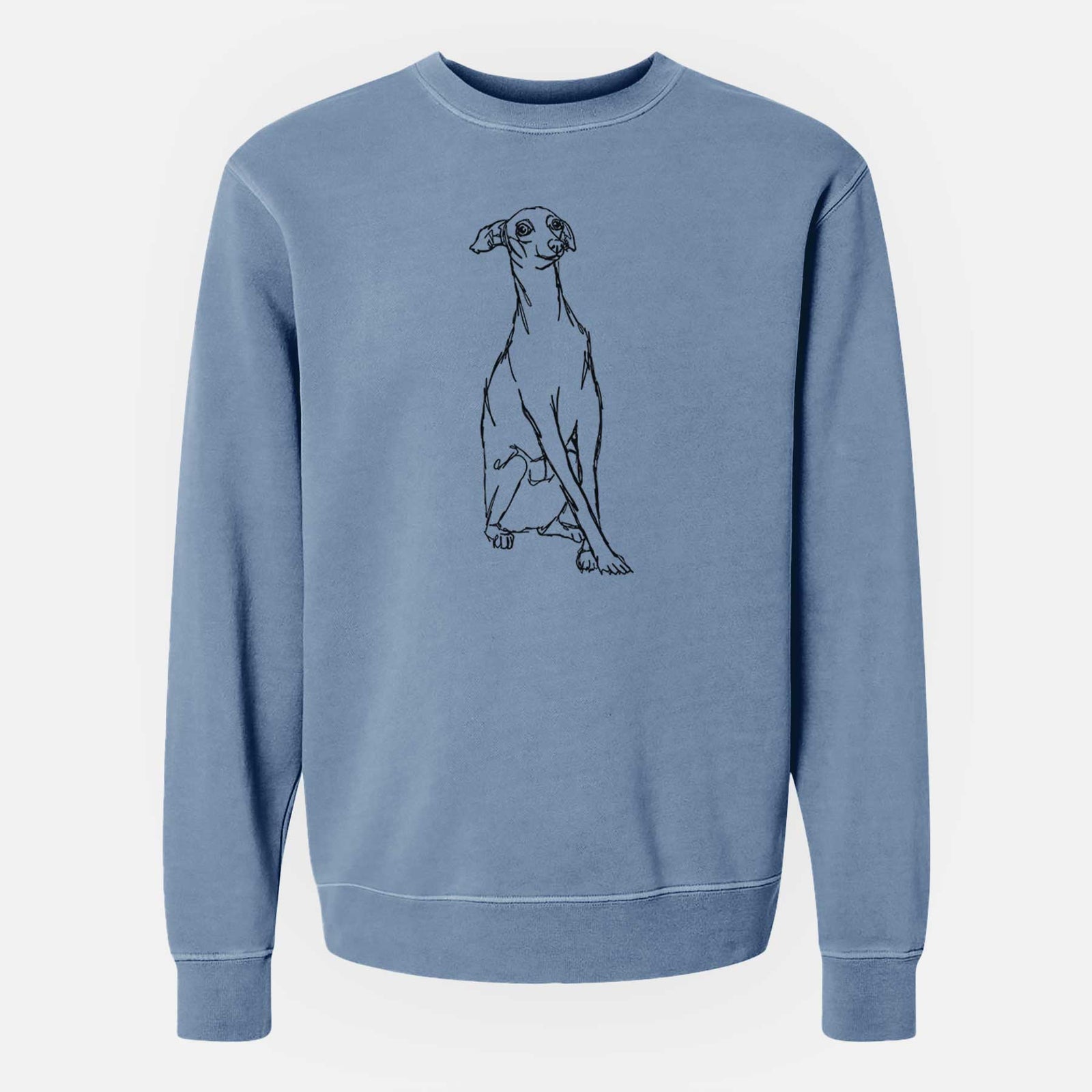 Doodled Queenie the Italian Greyhound - Unisex Pigment Dyed Crew Sweatshirt
