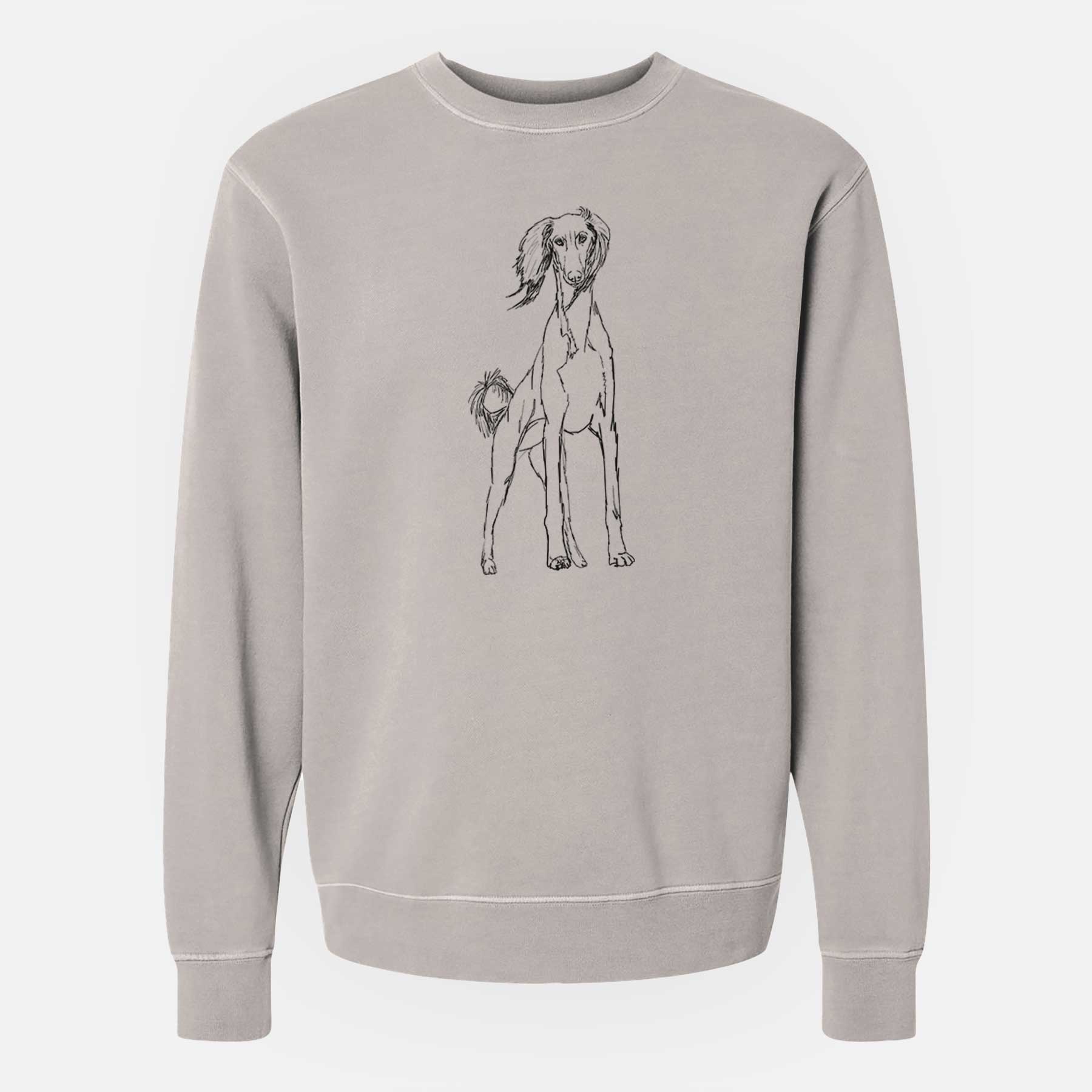 Doodled Ramses the Saluki - Unisex Pigment Dyed Crew Sweatshirt