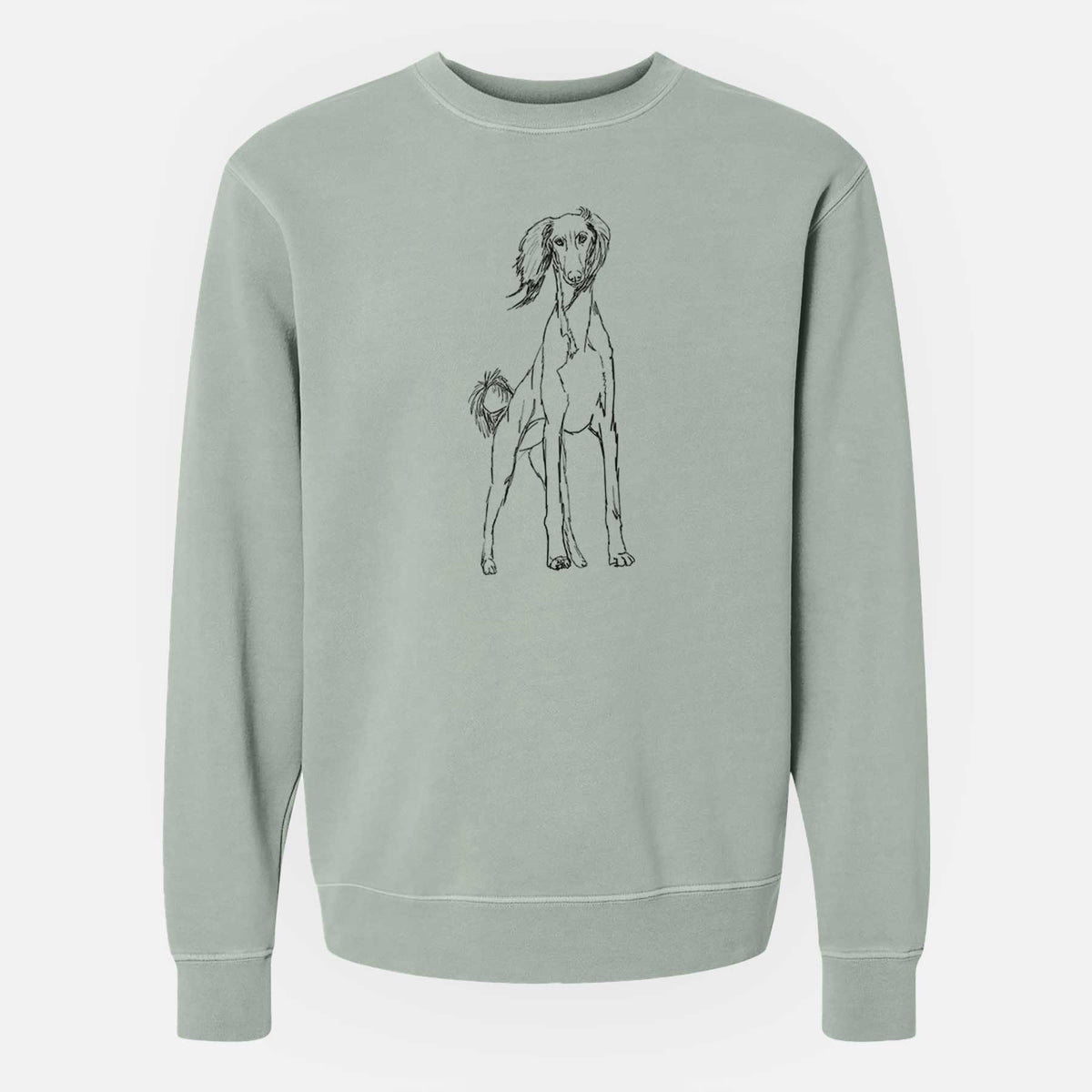 Doodled Ramses the Saluki - Unisex Pigment Dyed Crew Sweatshirt