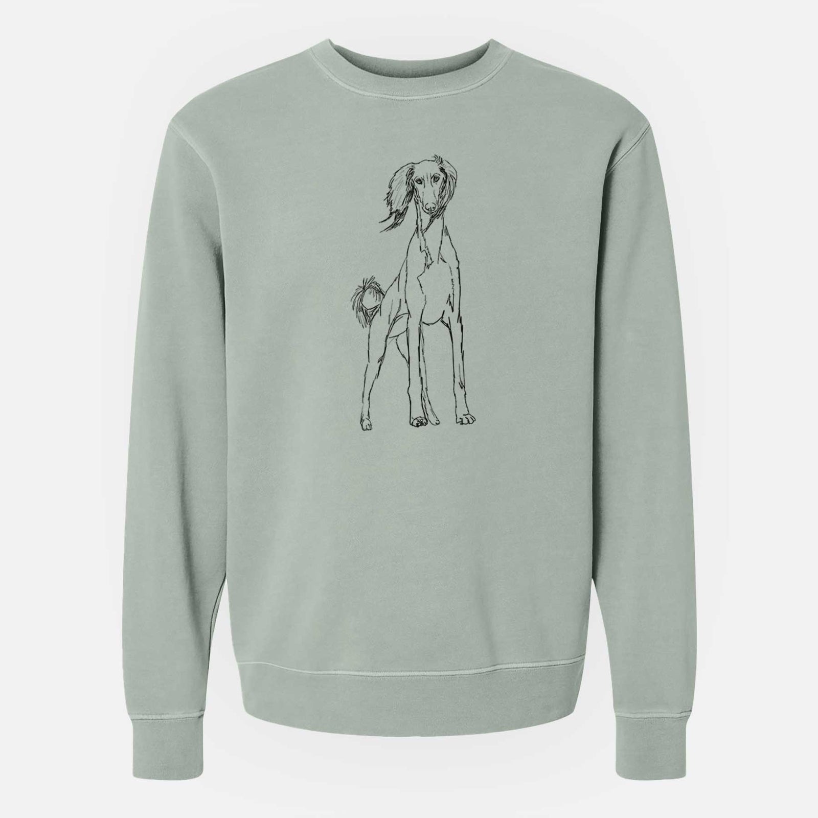 Doodled Ramses the Saluki - Unisex Pigment Dyed Crew Sweatshirt