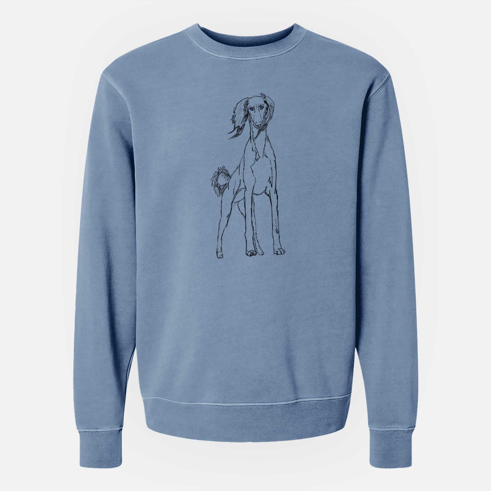 Doodled Ramses the Saluki - Unisex Pigment Dyed Crew Sweatshirt