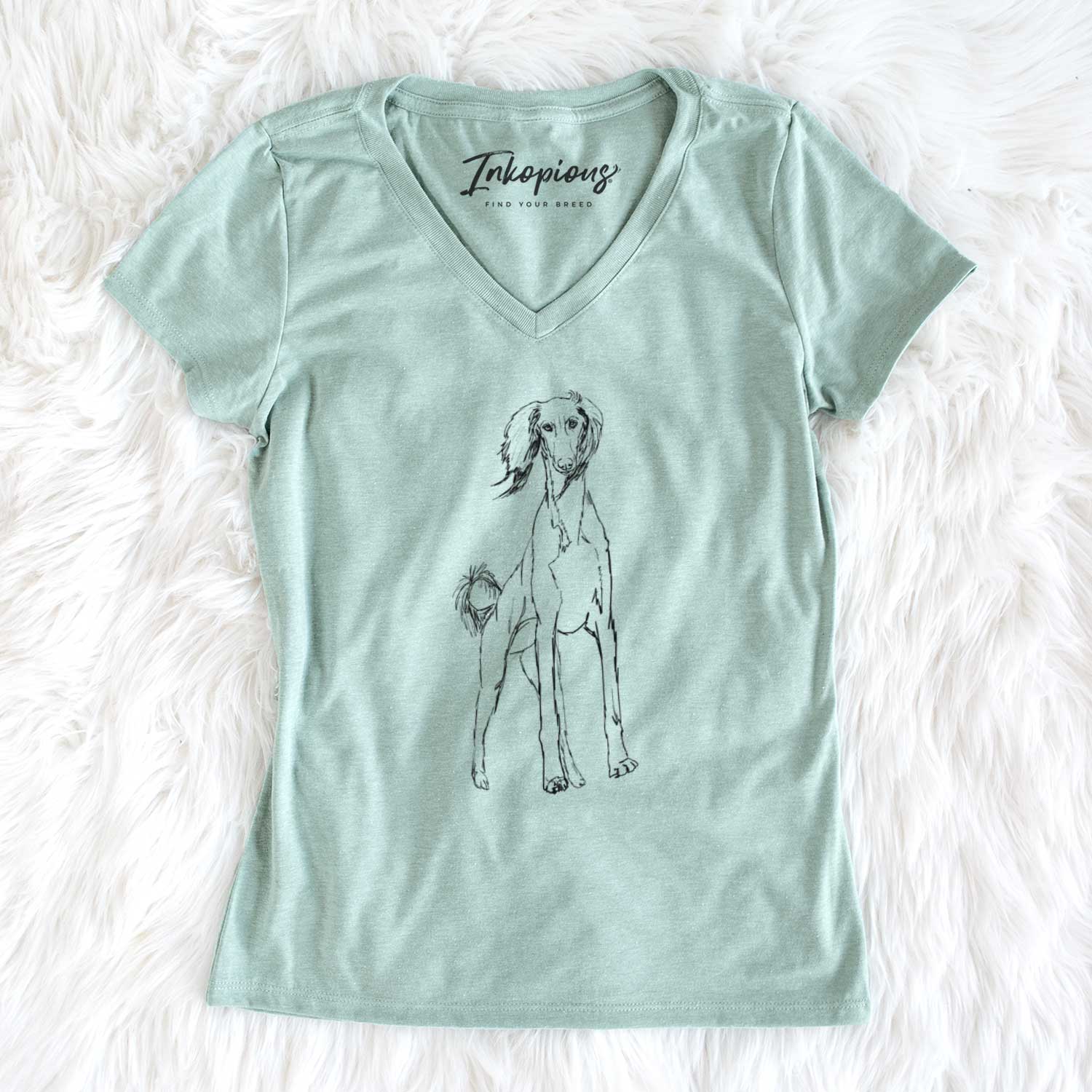 Doodled Ramses the Saluki - Women's V-neck Shirt