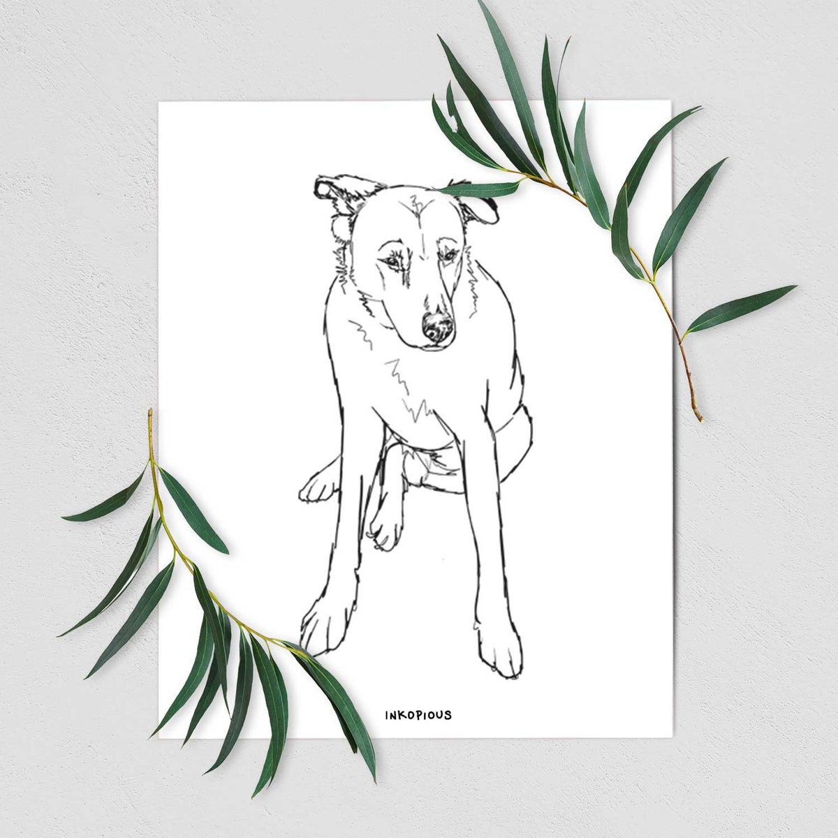 Doodled Red the Mixed Breed Art Print