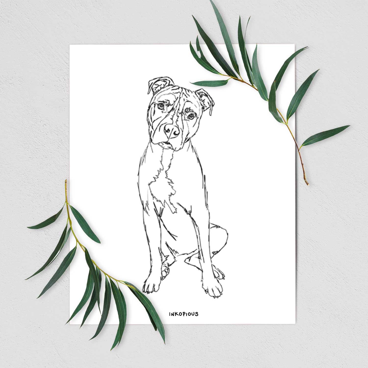 Doodled Reggie the American Staffordshire Terrier Art Print