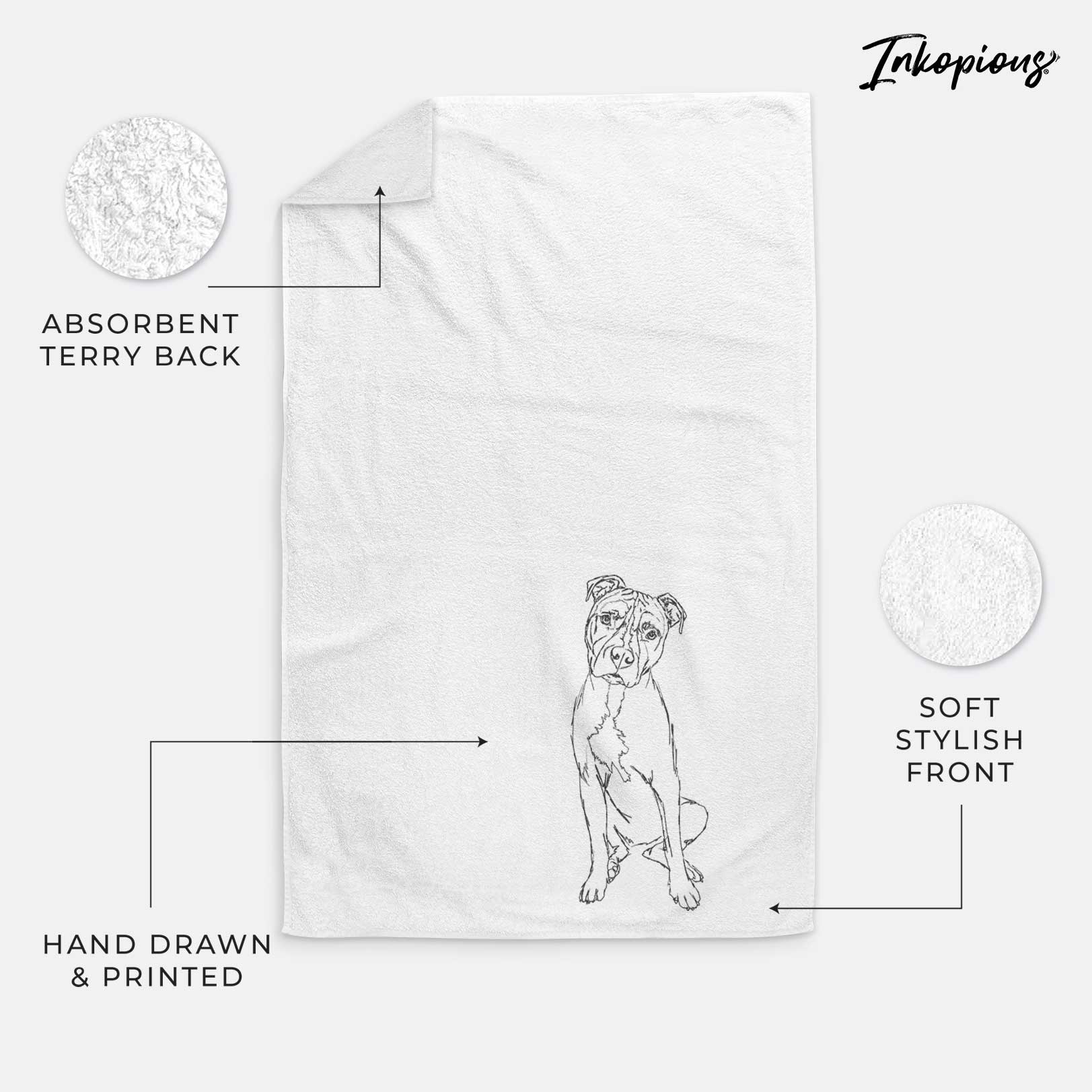 Doodled Reggie the American Staffordshire Terrier Decorative Hand Towel